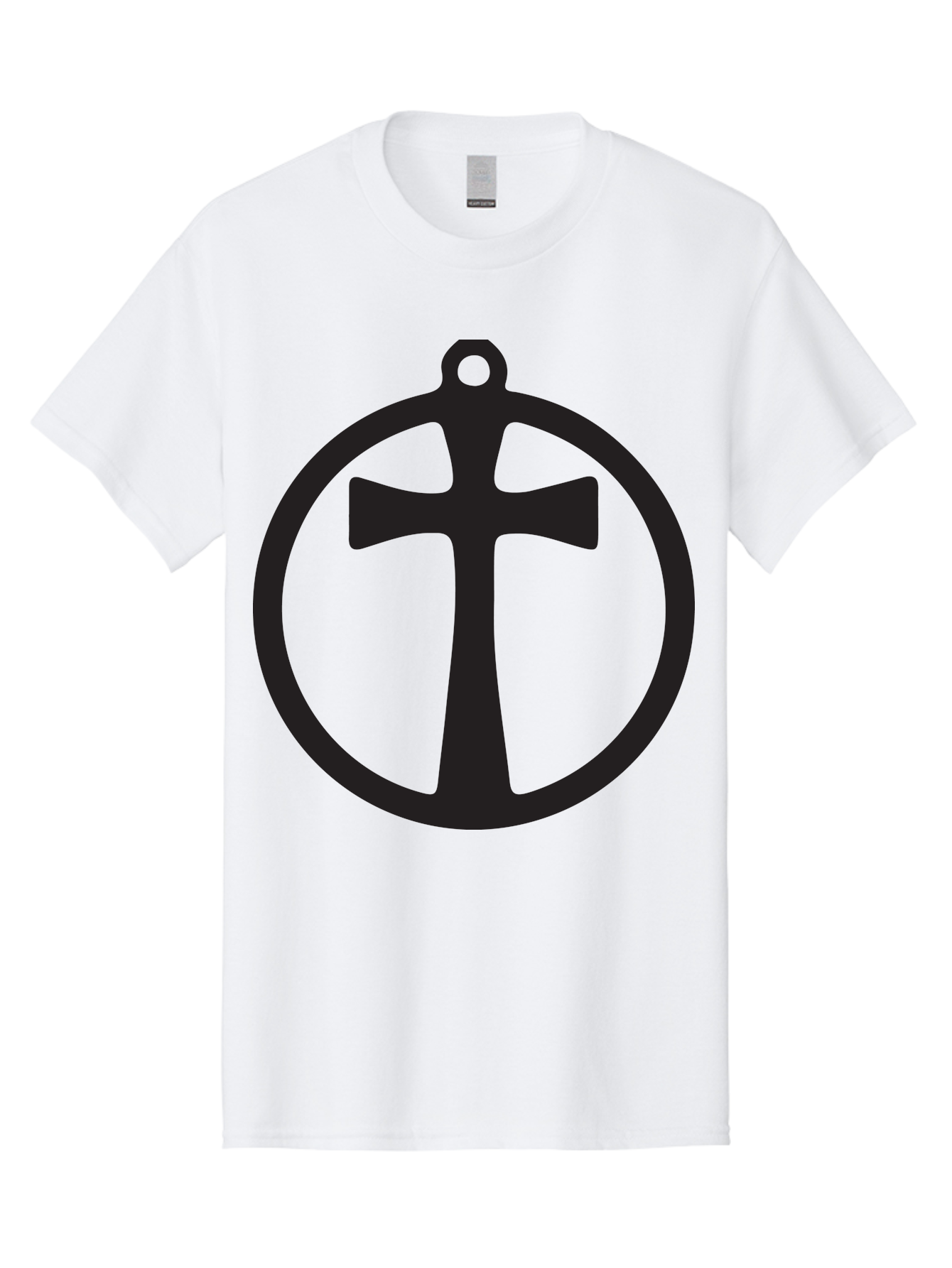 Cross-In-Circle Men'S Graphic Tee, 100% Cotton, Comfortable Casual Summer Wear, Machine Washable, Cross In Circle, Pendant Design, Christian Symbol, Faith Jewelry, Minimalist Pendant, Simple Cross Design, Religious Icon Aac615 11