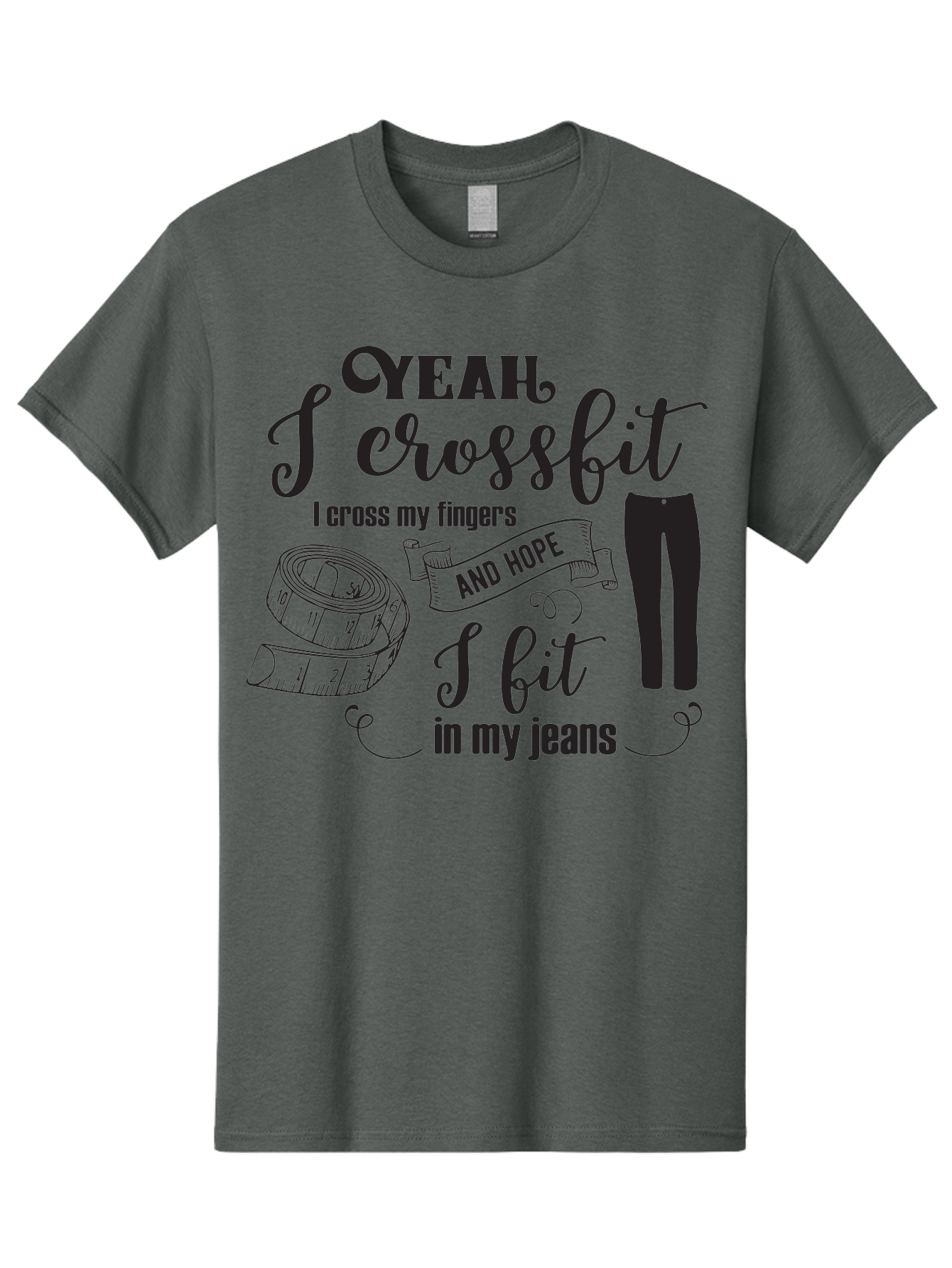 Crossfit-Jeans Men'S Graphic Tee, 100% Cotton, Comfortable Casual Summer Wear, Machine Washable, Crossfit Quote, Fitness Motivation, Weight Loss, Jeans, Measuring Tape, Funny Workout Saying, Gym Humor, Fitness Goals, Workout Inspiration Aac618 27