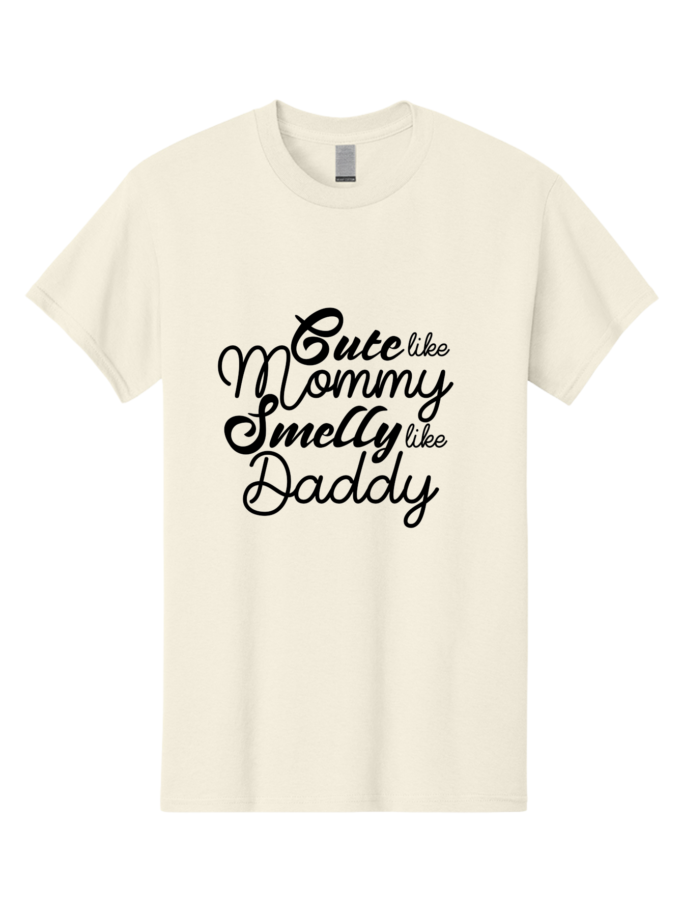 Cute-Like-Mommy-Smelly-Like-Daddy Men'S Graphic Tee, 100% Cotton, Comfortable Casual Summer Wear, Machine Washable, Funny Quotes, Baby Humor, Mommy Daddy Quote, Cute Baby Saying, Humorous Design, Playful Typography, Funny Baby Graphics, Aac619 3