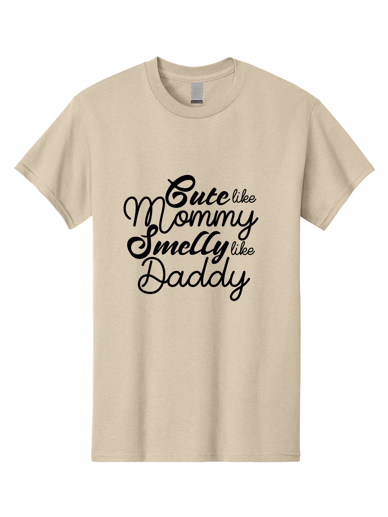 Cute-Like-Mommy-Smelly-Like-Daddy Men'S Graphic Tee, 100% Cotton, Comfortable Casual Summer Wear, Machine Washable, Funny Quotes, Baby Humor, Mommy Daddy Quote, Cute Baby Saying, Humorous Design, Playful Typography, Funny Baby Graphics, Aac619 5