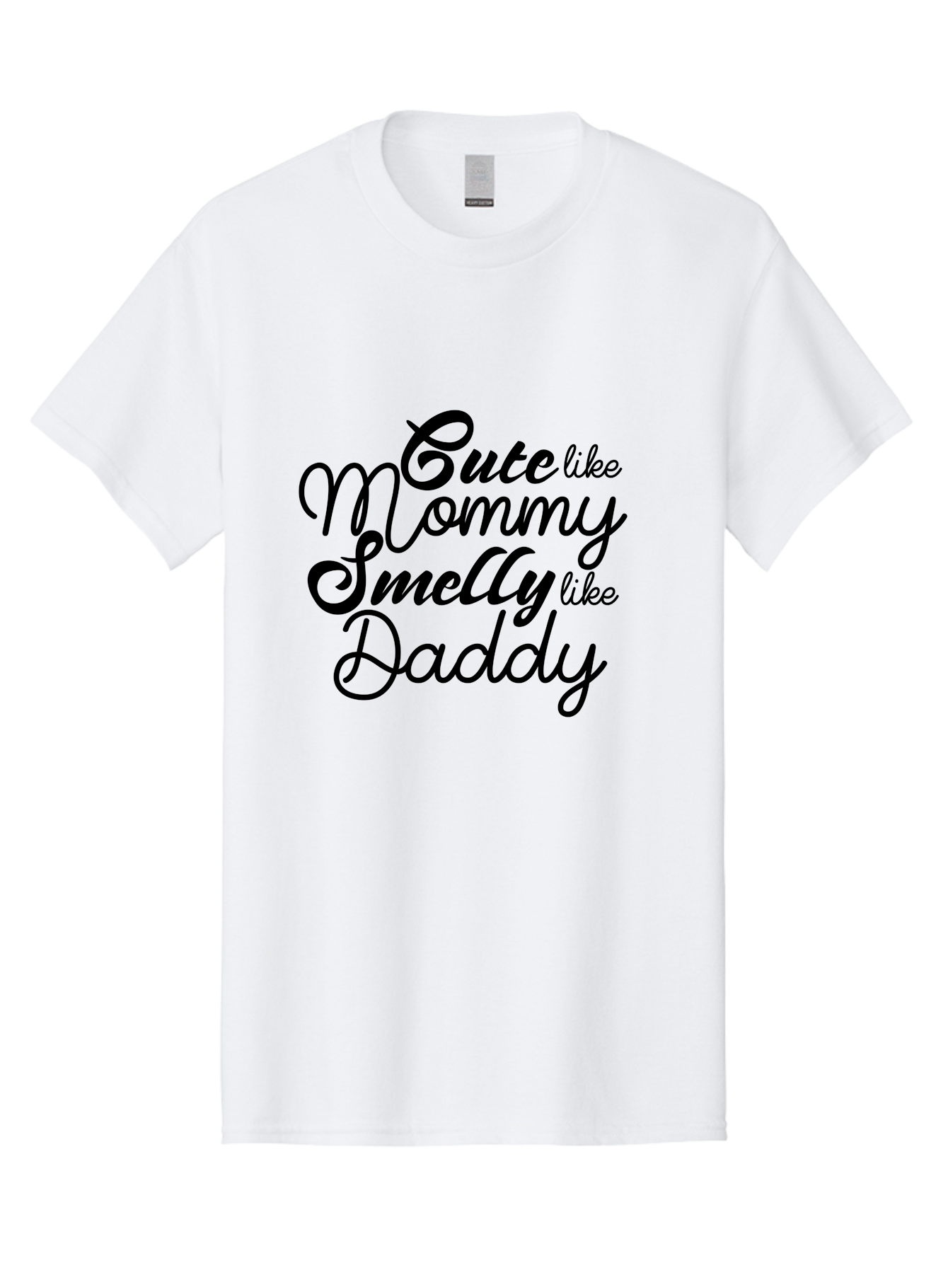 Cute-Like-Mommy-Smelly-Like-Daddy Men'S Graphic Tee, 100% Cotton, Comfortable Casual Summer Wear, Machine Washable, Funny Quotes, Baby Humor, Mommy Daddy Quote, Cute Baby Saying, Humorous Design, Playful Typography, Funny Baby Graphics, Aac619 11
