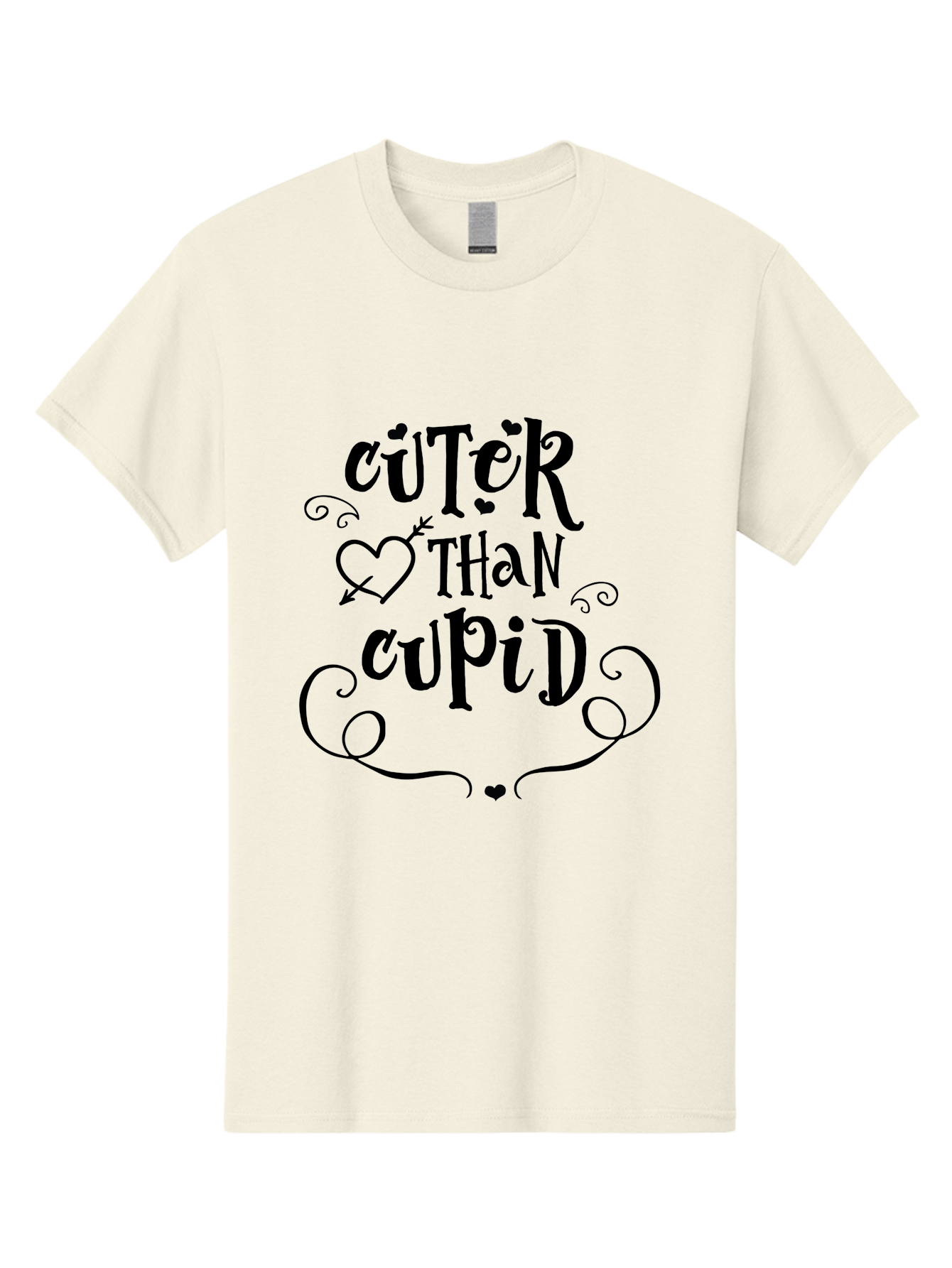 Cuter-Than-Cupid Men'S Graphic Tee, 100% Cotton, Comfortable Casual Summer Wear, Machine Washable, Cute Quotes, Valentine'S Day, Love Messages, Heart Designs, Cupid Theme, Typography Art, Romantic Phrases, Adorable Sayings, Whimsical Fonts Aac620 1