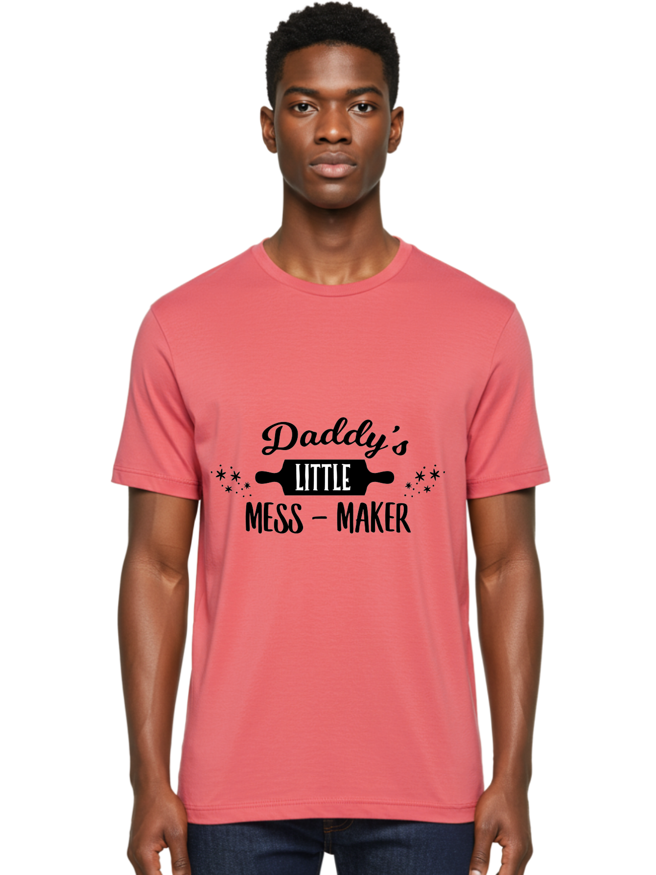 Daddy-S-Little-Mess-Maker Men'S Graphic Tee, 100% Cotton, Comfortable Casual Summer Wear, Machine Washable, Funny Kitchen Quote, Baking With Daddy, Cooking Together, Playful Family Moments, Messy Kitchen, Father Child Bonding, Culinary Fun Aac622 22