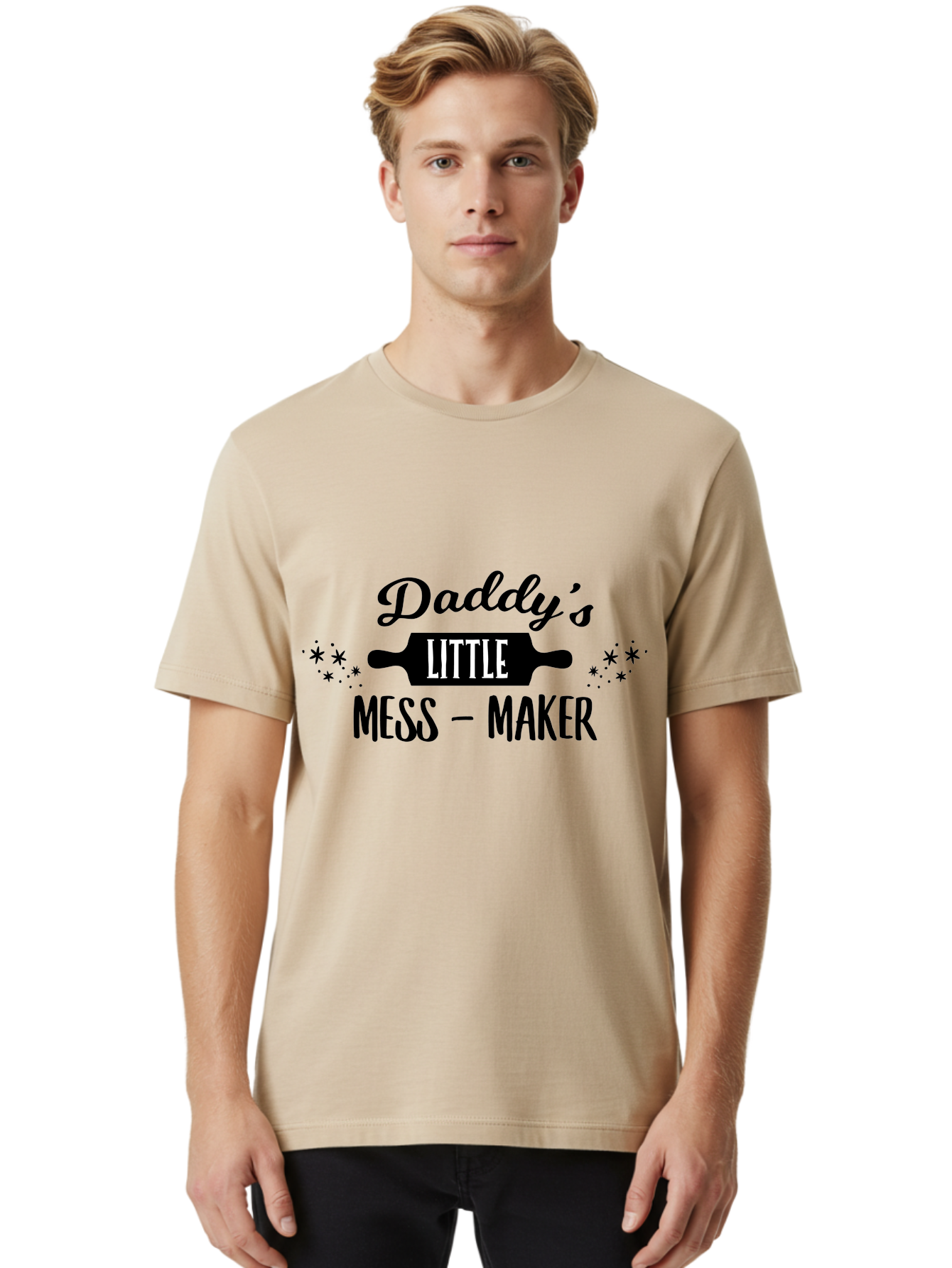Daddy-S-Little-Mess-Maker Men'S Graphic Tee, 100% Cotton, Comfortable Casual Summer Wear, Machine Washable, Funny Kitchen Quote, Baking With Daddy, Cooking Together, Playful Family Moments, Messy Kitchen, Father Child Bonding, Culinary Fun Aac622 10