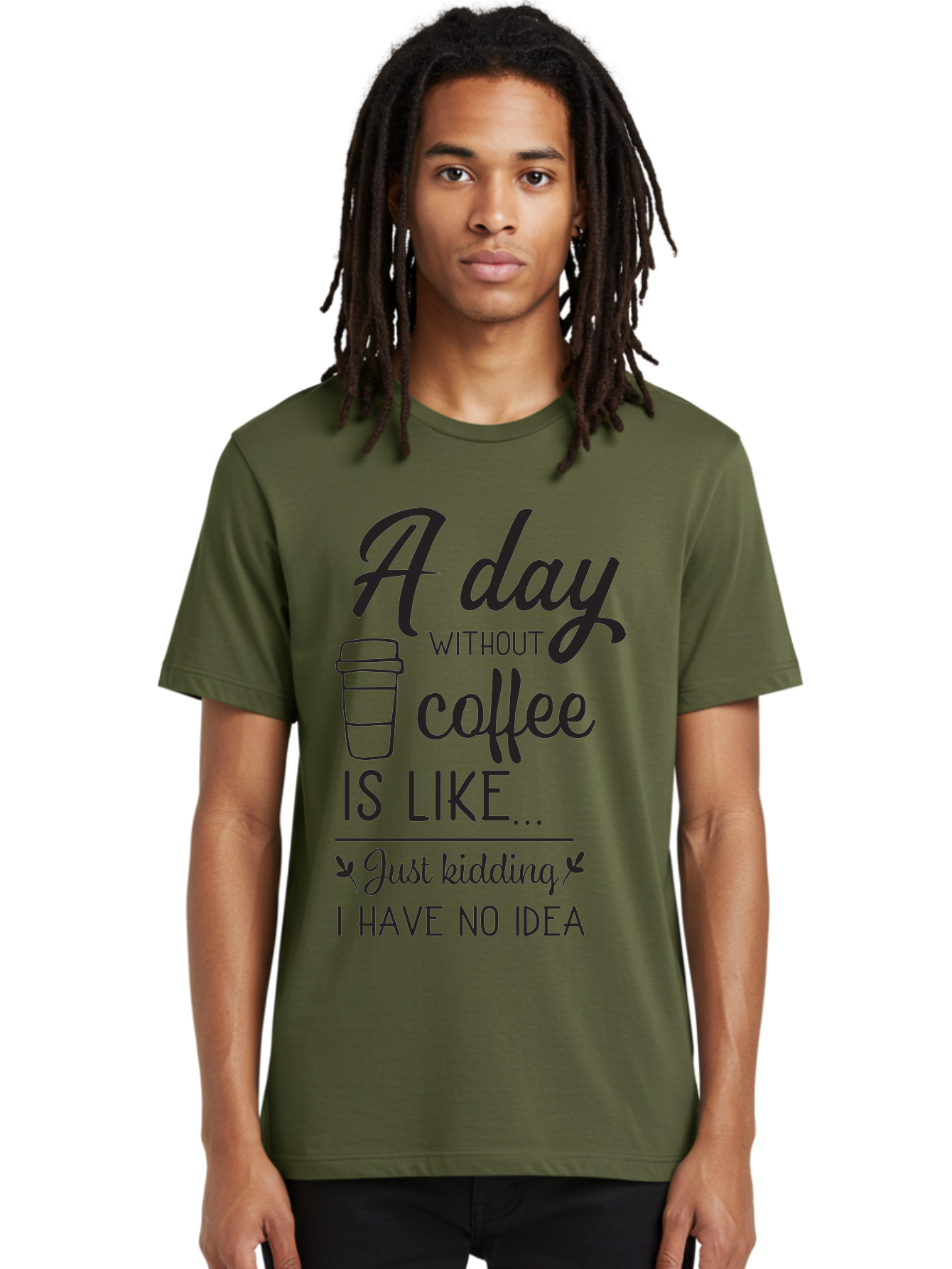 Day-Without-Coffee-Is-Like Men'S Graphic Tee, 100% Cotton, Comfortable Casual Summer Wear, Machine Washable, Humorous Quote, Coffee Lover, Funny Saying, Coffee Addiction, Coffee Quote, Coffee Humor, Caffeine Fix, Morning Coffee, Aac627 10