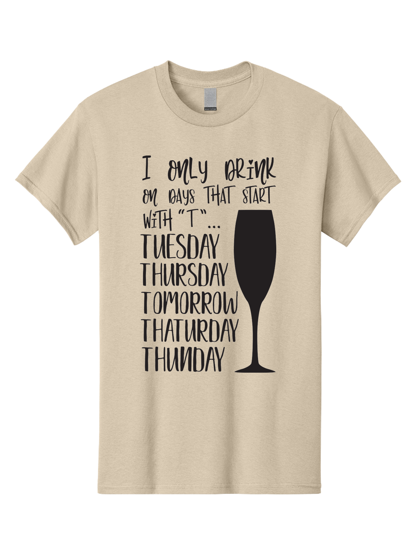 Days-That-Start-With-T Men'S Graphic Tee, 100% Cotton, Comfortable Casual Summer Wear, Machine Washable, Humorous Quote, Funny Saying, Wine Glass, Drinking Joke, Tuesday, Thursday, Tomorrow, That'Urday, Thunday, Playful Humor, Party Vibes, Aac628 11