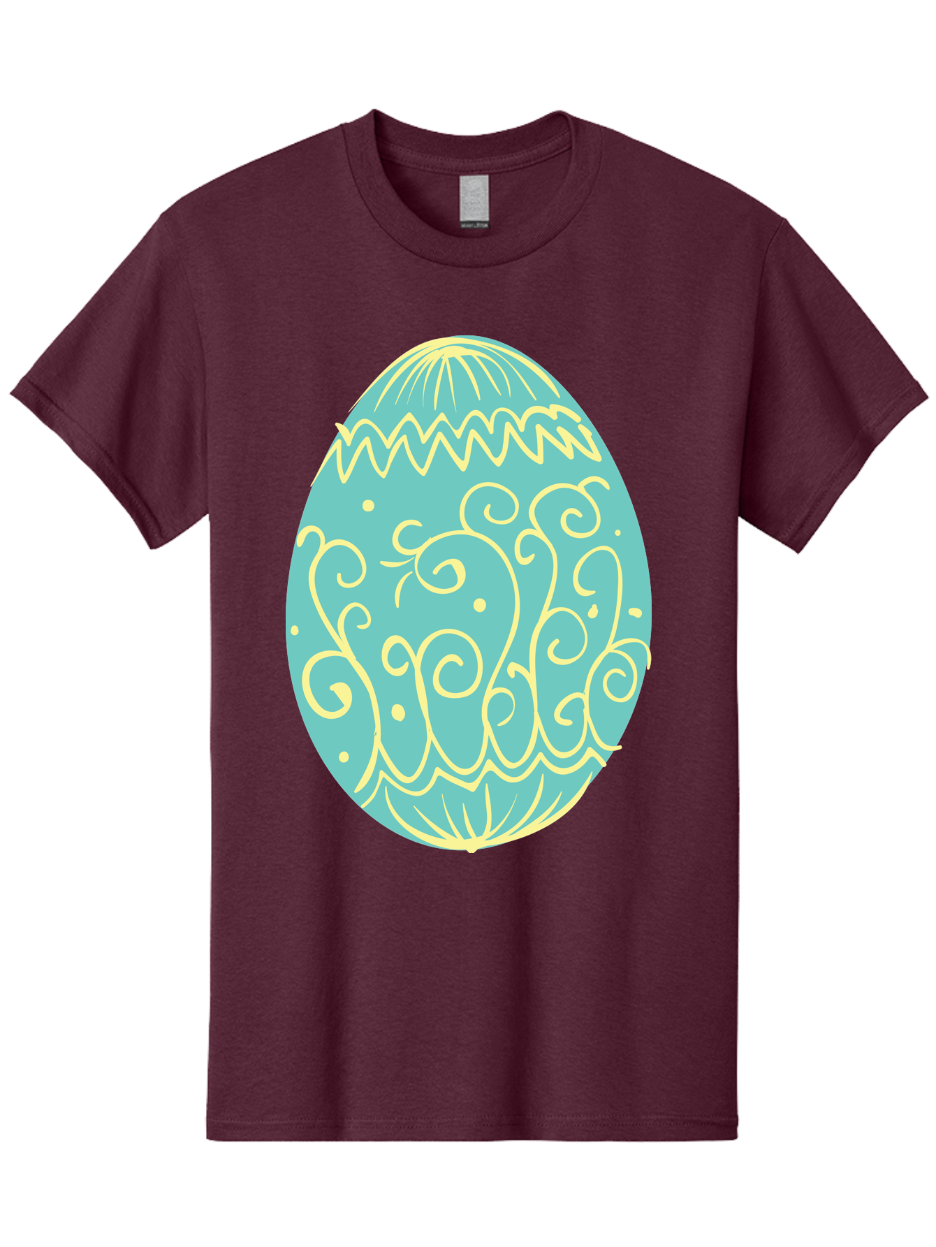 Decorated-Easter-Egg-1 Men'S Graphic Tee, 100% Cotton, Comfortable Casual Summer Wear, Machine Washable, Decorative Easter Egg, Yellow Swirls, Blue Egg, Festive Design, Spring Theme, Easter Symbol, Intricate Patterns, Abstract Art, Aac632 29