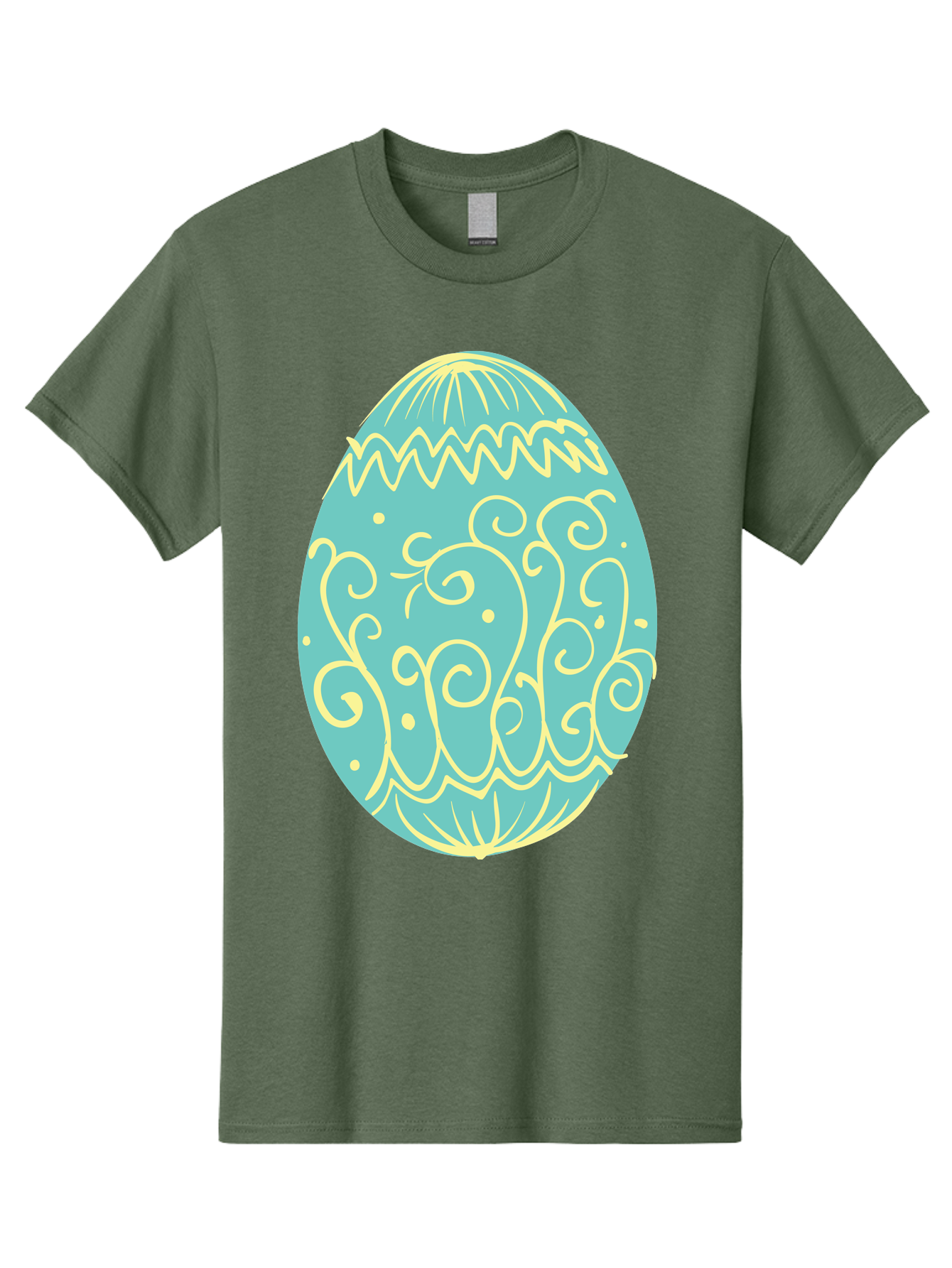 Decorated-Easter-Egg-1 Men'S Graphic Tee, 100% Cotton, Comfortable Casual Summer Wear, Machine Washable, Decorative Easter Egg, Yellow Swirls, Blue Egg, Festive Design, Spring Theme, Easter Symbol, Intricate Patterns, Abstract Art, Aac632 25