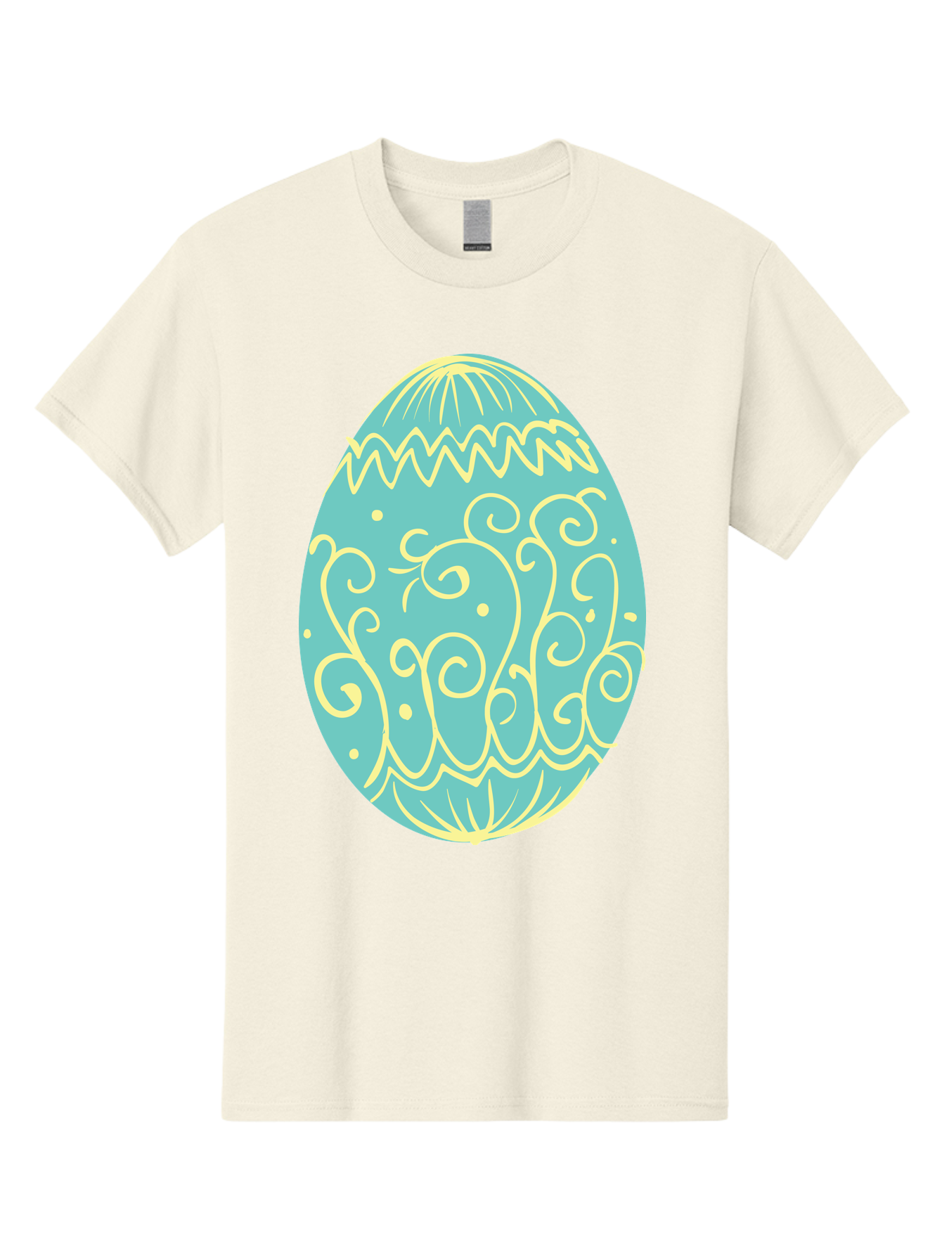Decorated-Easter-Egg-1 Men'S Graphic Tee, 100% Cotton, Comfortable Casual Summer Wear, Machine Washable, Decorative Easter Egg, Yellow Swirls, Blue Egg, Festive Design, Spring Theme, Easter Symbol, Intricate Patterns, Abstract Art, Aac632 3