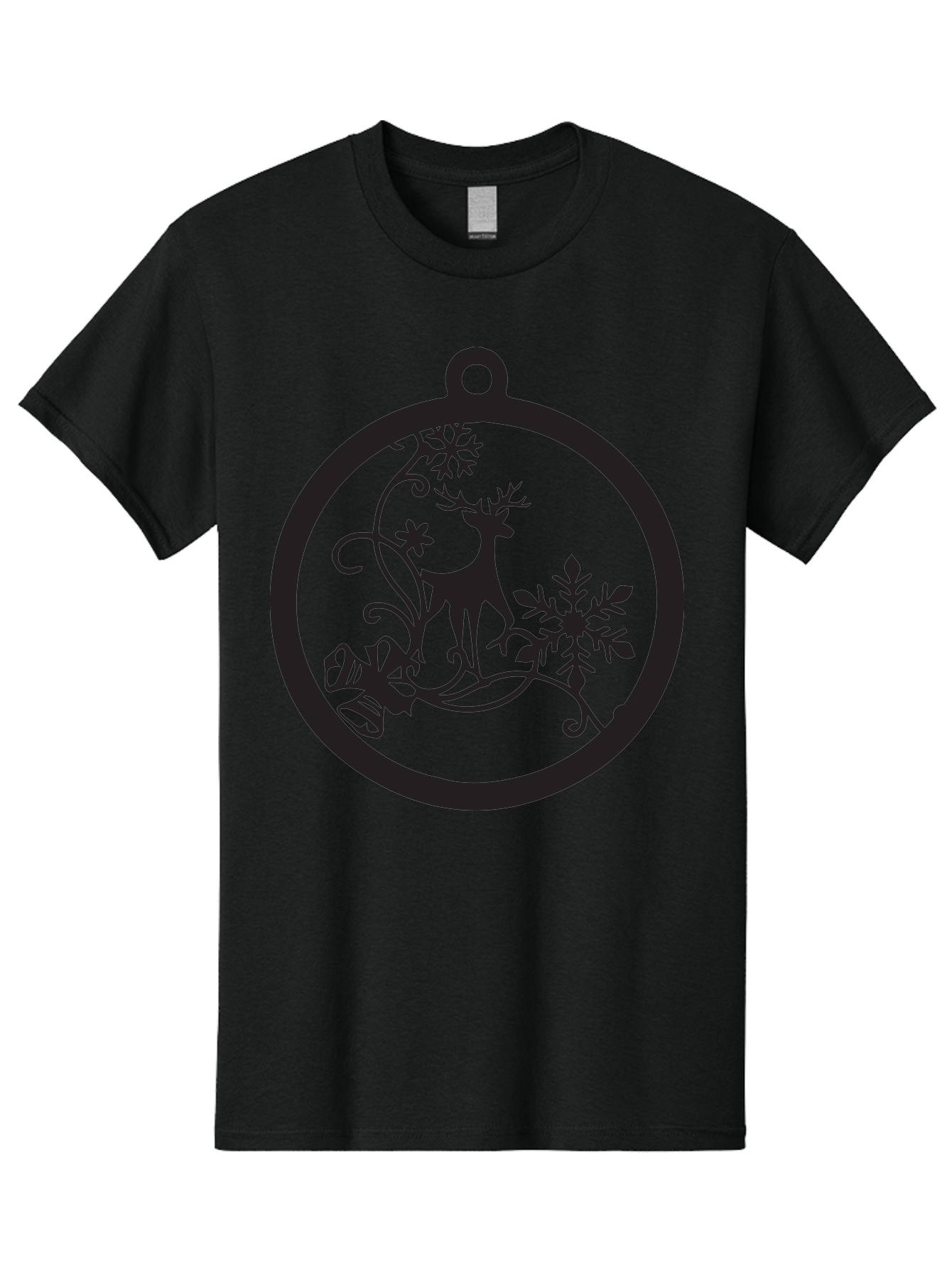 Deer-And-Snowflakes-Ornament Men'S Graphic Tee, 100% Cotton, Comfortable Casual Summer Wear, Machine Washable, Reindeer Silhouette, Christmas Decoration, Festive Design, Winter Wonderland, Holiday Decor, Snowflakes, Leaves, Aac637 19