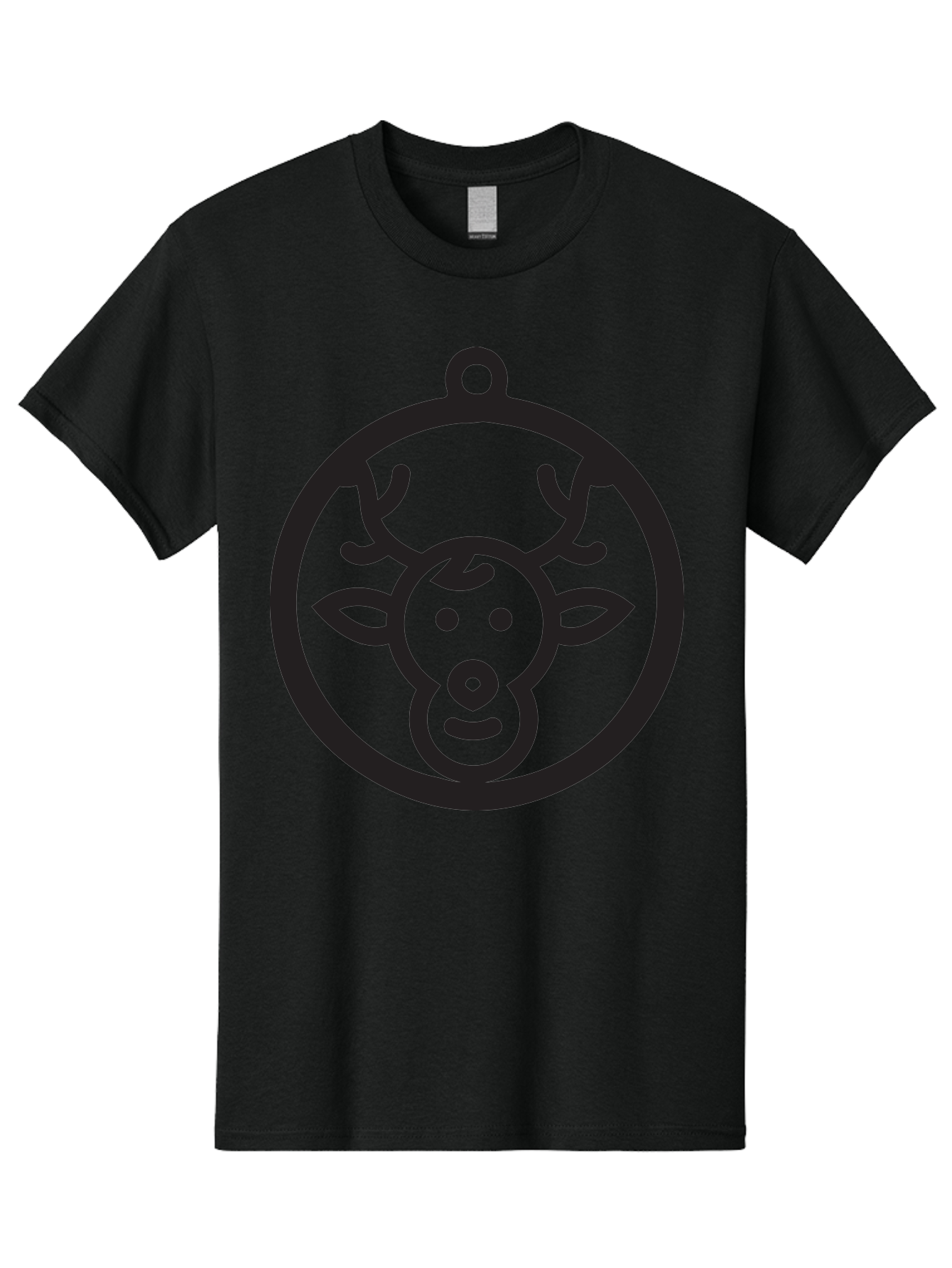 Deer-Head-Ornament Men'S Graphic Tee, 100% Cotton, Comfortable Casual Summer Wear, Machine Washable, Reindeer Face, Minimalist Design, Festive Decoration, Christmas Symbol, Holiday Theme, Cartoon Deer, Simple Illustration, Ornament Shape Aac640 9