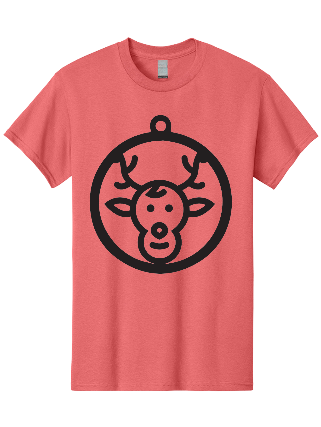 Deer-Head-Ornament Men'S Graphic Tee, 100% Cotton, Comfortable Casual Summer Wear, Machine Washable, Reindeer Face, Minimalist Design, Festive Decoration, Christmas Symbol, Holiday Theme, Cartoon Deer, Simple Illustration, Ornament Shape Aac640 15