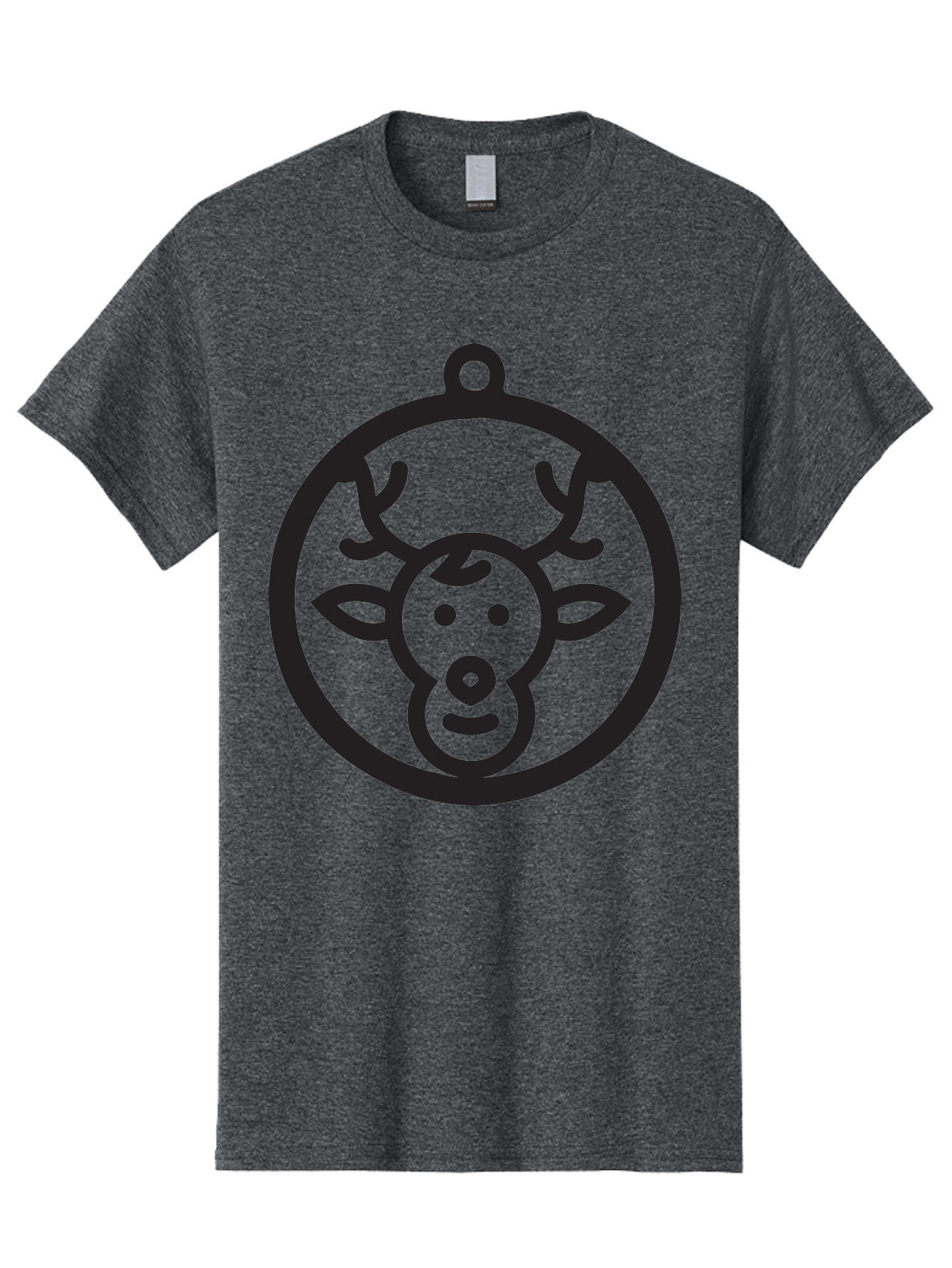 Deer-Head-Ornament Men'S Graphic Tee, 100% Cotton, Comfortable Casual Summer Wear, Machine Washable, Reindeer Face, Minimalist Design, Festive Decoration, Christmas Symbol, Holiday Theme, Cartoon Deer, Simple Illustration, Ornament Shape Aac640 17