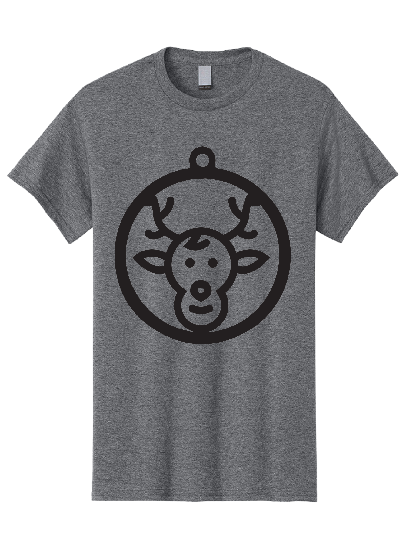 Deer-Head-Ornament Men'S Graphic Tee, 100% Cotton, Comfortable Casual Summer Wear, Machine Washable, Reindeer Face, Minimalist Design, Festive Decoration, Christmas Symbol, Holiday Theme, Cartoon Deer, Simple Illustration, Ornament Shape Aac640 1