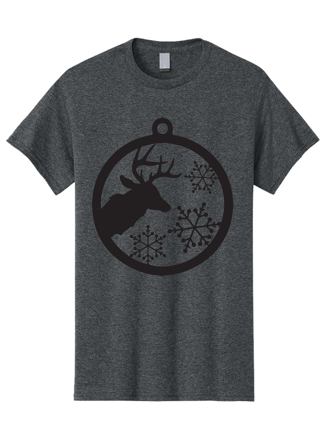 Deer-Snowflakes-Ornament Men'S Graphic Tee, 100% Cotton, Comfortable Casual Summer Wear, Machine Washable, Deer Silhouette, Snowflakes, Christmas Ornament, Winter Decoration, Festive Design, Holiday Decor, Wildlife Theme, Aac646 13