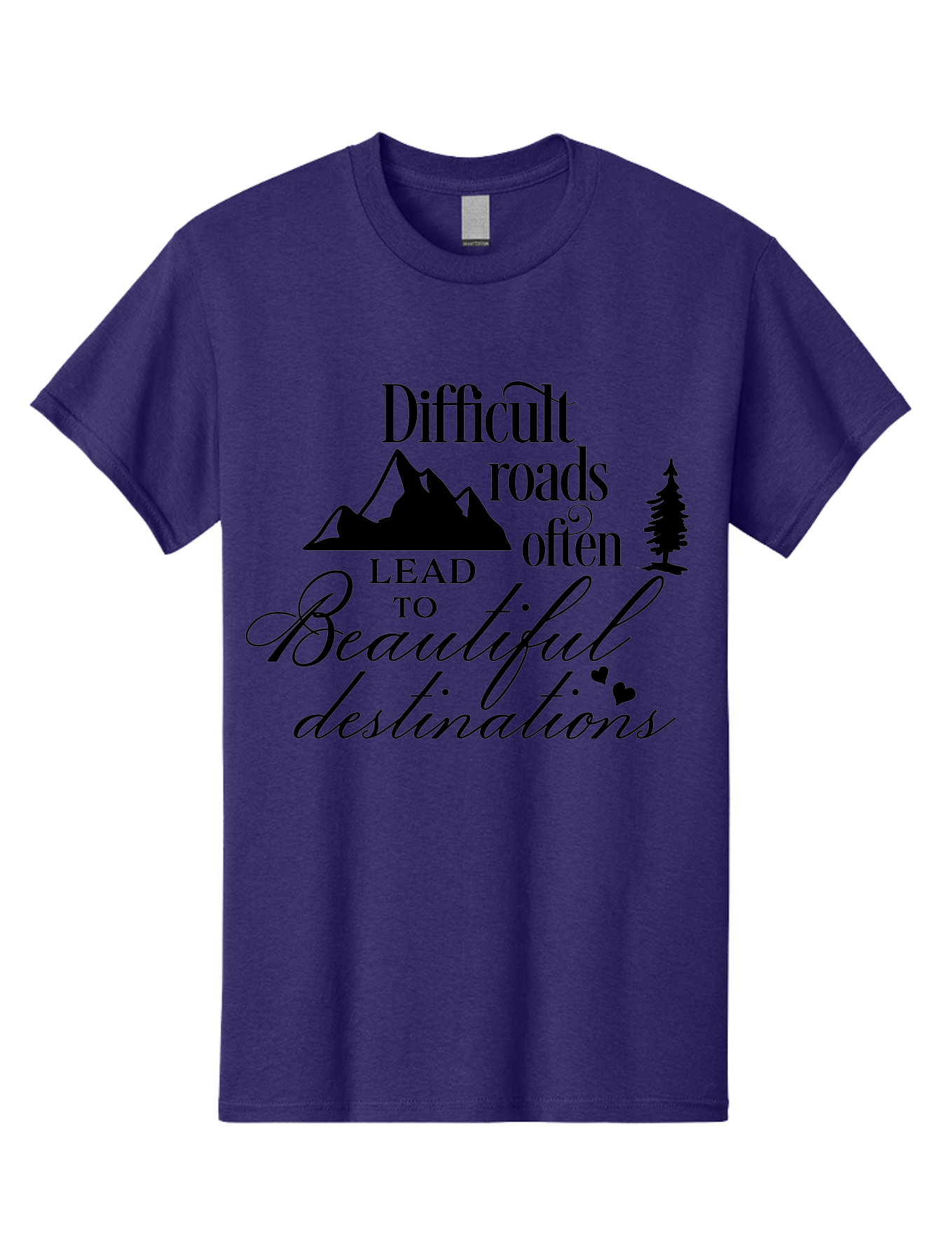 Difficult-Roads-Lead-To-Beautiful-Destinations Men'S Graphic Tee, 100% Cotton, Comfortable Casual Summer Wear, Machine Washable, Inspirational Quote, Motivational Phrase, Travel Inspiration, Mountain Landscape, Wanderlust, Adventure, Aac648 11
