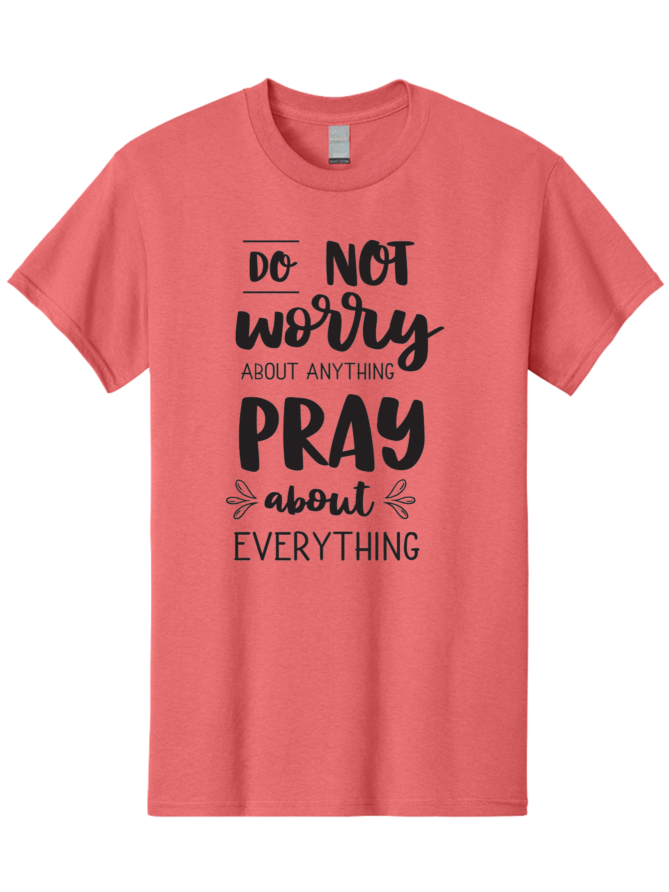 Do-Not-Worry-About-Anything-Pray-About-Everything Men'S Graphic Tee, 100% Cotton, Comfortable Casual Summer Wear, Machine Washable, Inspirational Quote, Motivational Phrase, Do Not Worry, Pray About Everything, Faith-Based Message, Aac650 17