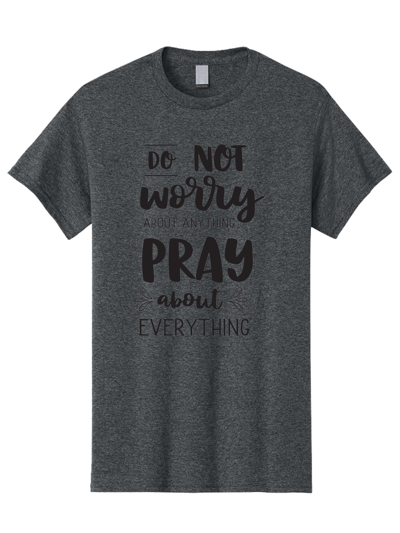 Do-Not-Worry-About-Anything-Pray-About-Everything Men'S Graphic Tee, 100% Cotton, Comfortable Casual Summer Wear, Machine Washable, Inspirational Quote, Motivational Phrase, Do Not Worry, Pray About Everything, Faith-Based Message, Aac650 13
