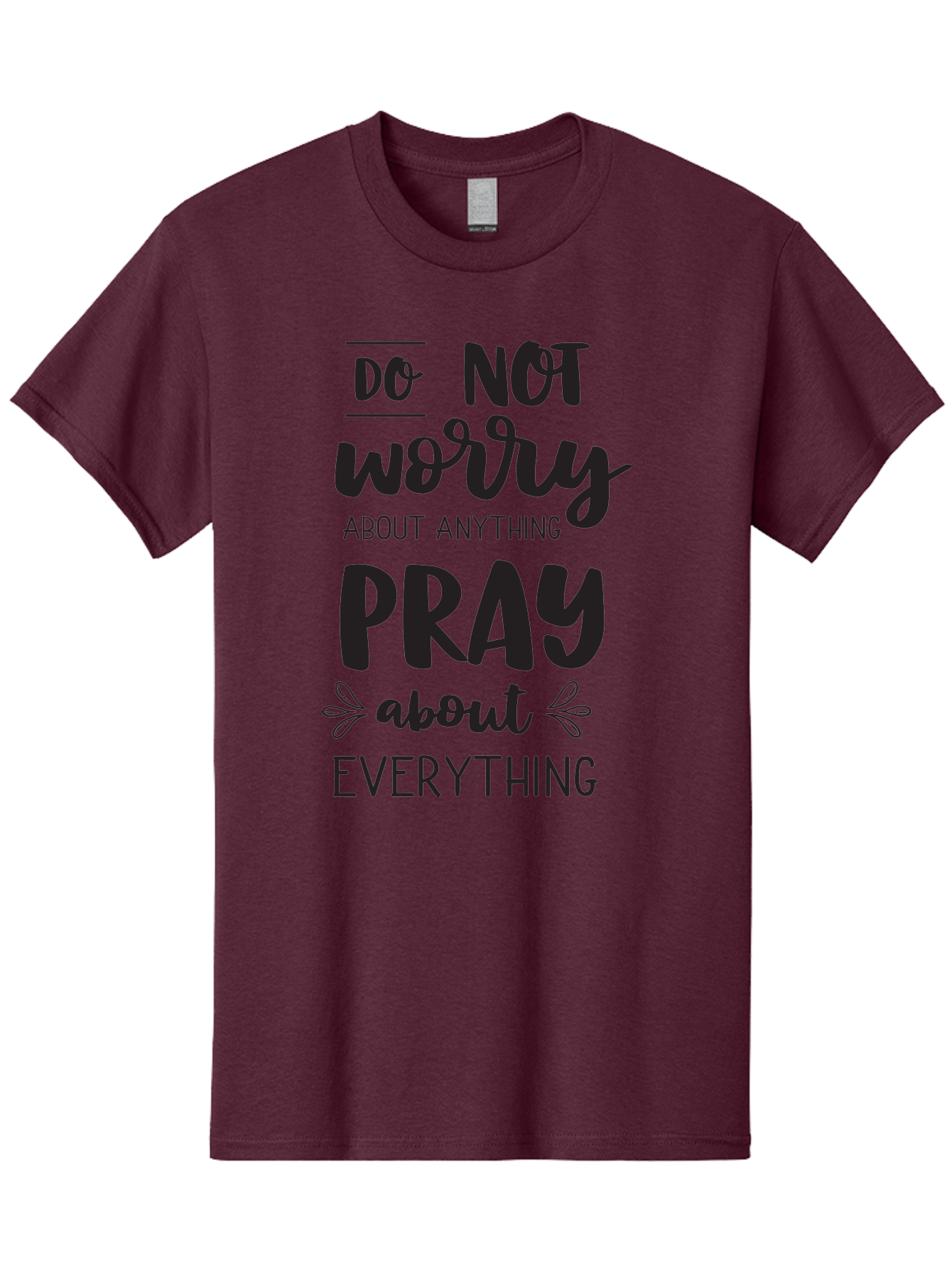 Do-Not-Worry-About-Anything-Pray-About-Everything Men'S Graphic Tee, 100% Cotton, Comfortable Casual Summer Wear, Machine Washable, Inspirational Quote, Motivational Phrase, Do Not Worry, Pray About Everything, Faith-Based Message, Aac650 7