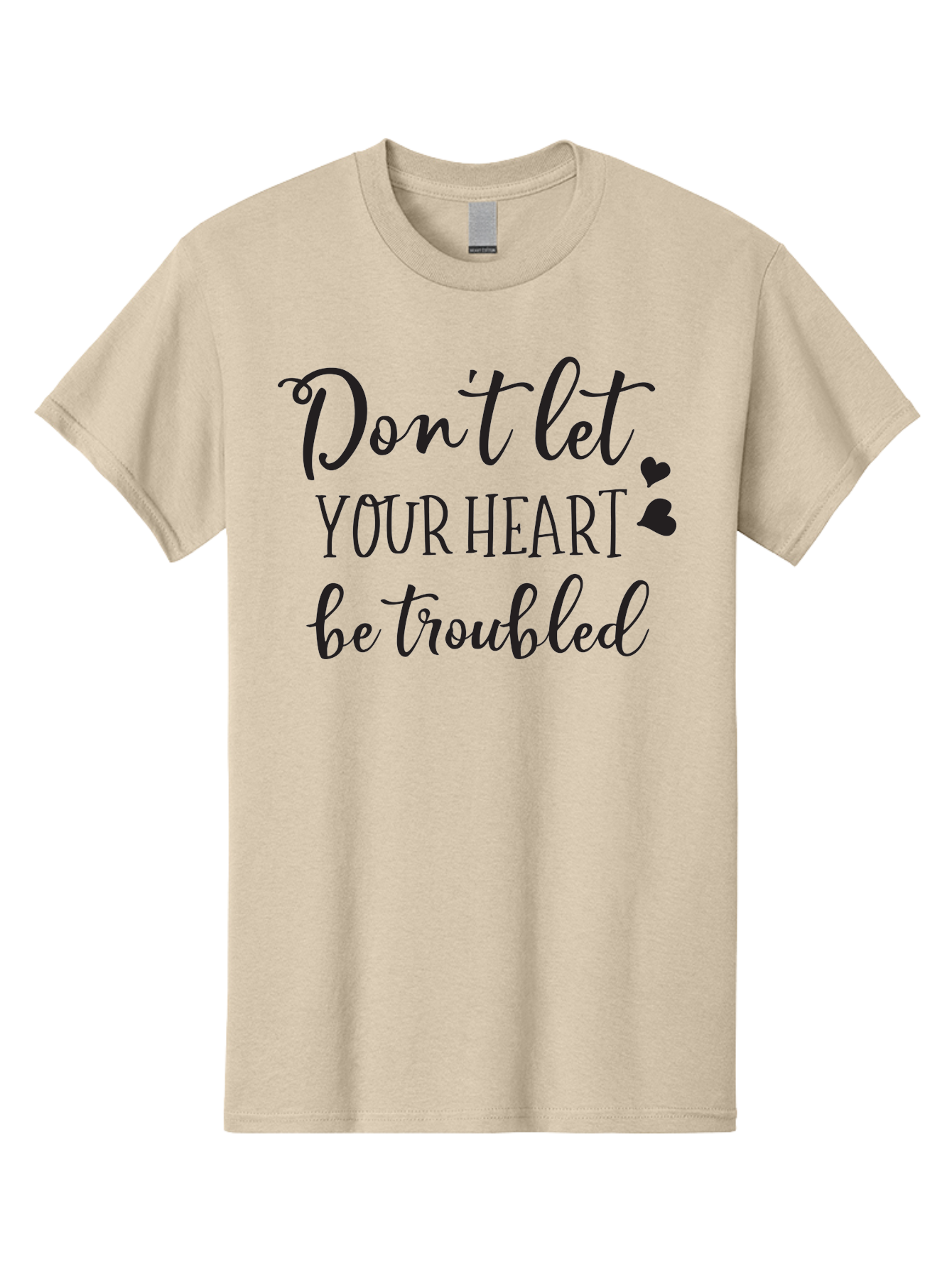Don-T-Let-Your-Heart-Be-Troubled Men'S Graphic Tee, 100% Cotton, Comfortable Casual Summer Wear, Machine Washable, Inspirational Quote, Motivational Message, Don'T Let Your Heart Be Troubled, Heartwarming Words, Positive Affirmation, Aac654 3