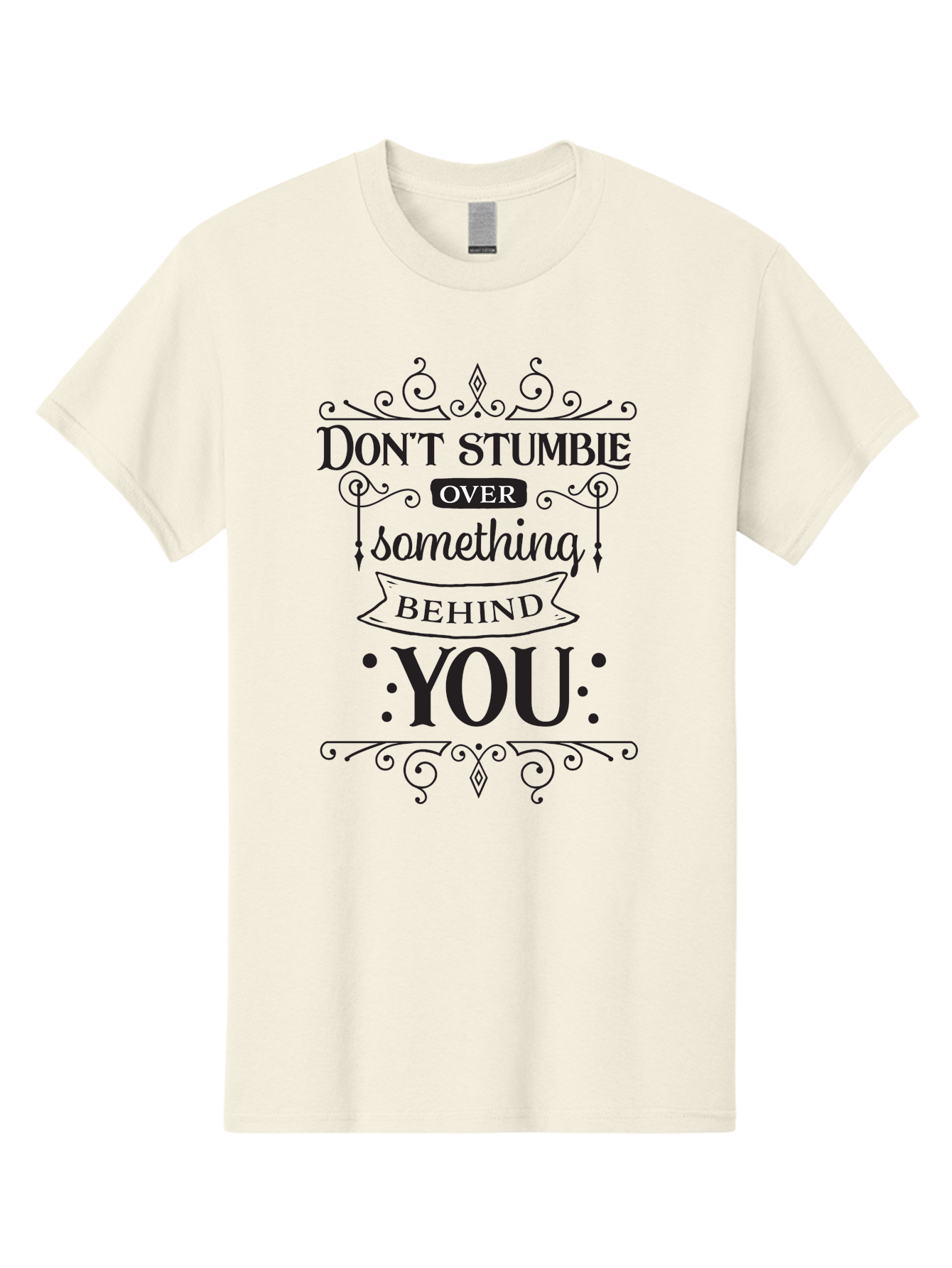 Don-T-Stumble-Over-Something-Behind-You Men'S Graphic Tee, 100% Cotton, Comfortable Casual Summer Wear, Machine Washable, Motivational Quote, Inspiring Phrase, Don'T Stumble Over Something Behind You, Personal Growth, Self-Improvement, Aac658 5