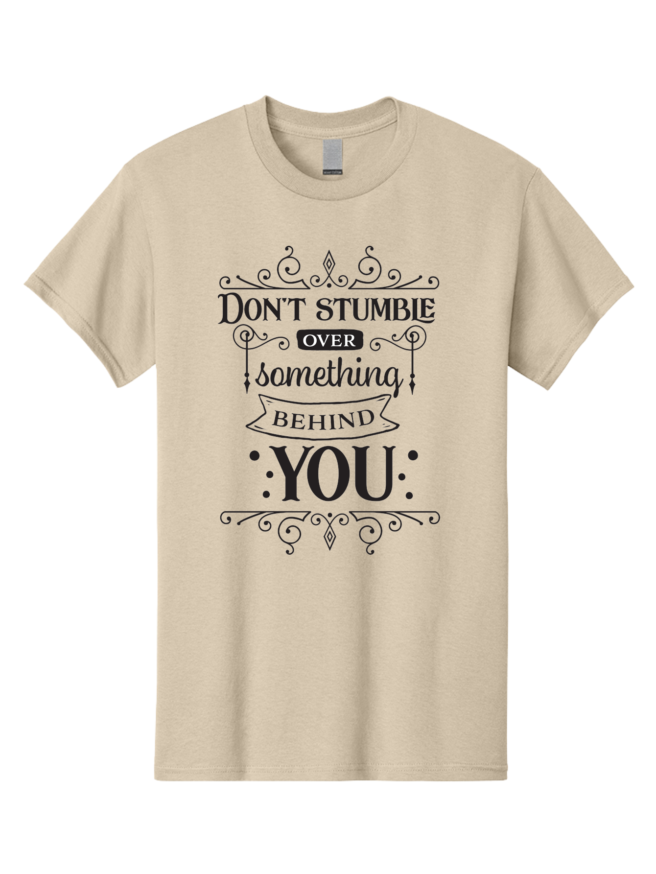 Don-T-Stumble-Over-Something-Behind-You Men'S Graphic Tee, 100% Cotton, Comfortable Casual Summer Wear, Machine Washable, Motivational Quote, Inspiring Phrase, Don'T Stumble Over Something Behind You, Personal Growth, Self-Improvement, Aac658 23