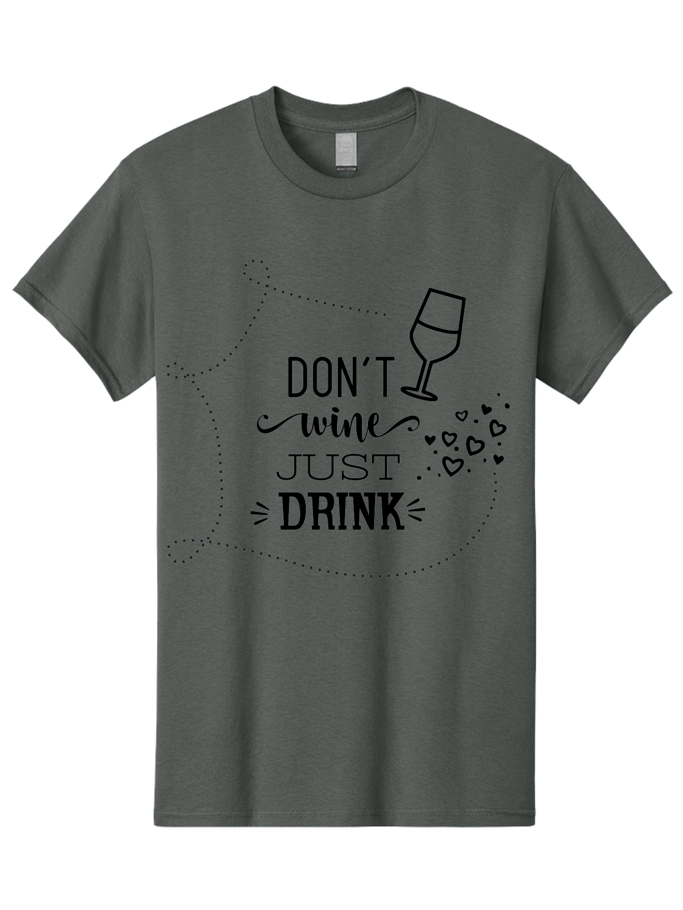Don-T-Wine-Just-Drink Men'S Graphic Tee, 100% Cotton, Comfortable Casual Summer Wear, Machine Washable, Wine Pun, Funny Quote, Wine Lover, Wine Glass, Hearts, Playful Design, Typography Art, Wine Drinking Aac659 21