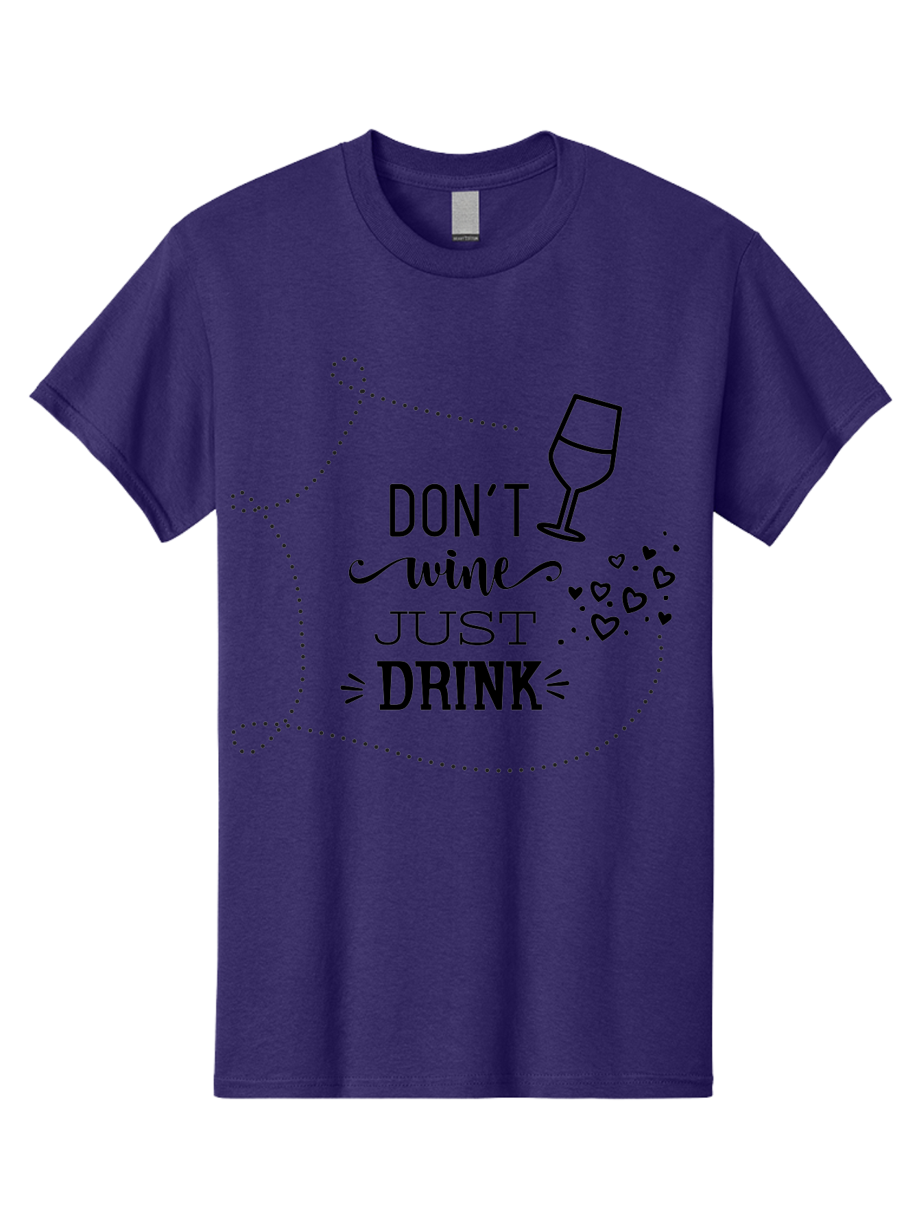 Don-T-Wine-Just-Drink Men'S Graphic Tee, 100% Cotton, Comfortable Casual Summer Wear, Machine Washable, Wine Pun, Funny Quote, Wine Lover, Wine Glass, Hearts, Playful Design, Typography Art, Wine Drinking Aac659 27