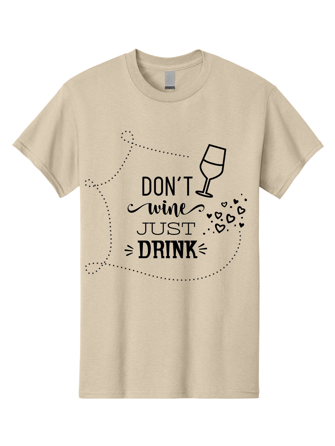 Don-T-Wine-Just-Drink Men'S Graphic Tee, 100% Cotton, Comfortable Casual Summer Wear, Machine Washable, Wine Pun, Funny Quote, Wine Lover, Wine Glass, Hearts, Playful Design, Typography Art, Wine Drinking Aac659 19