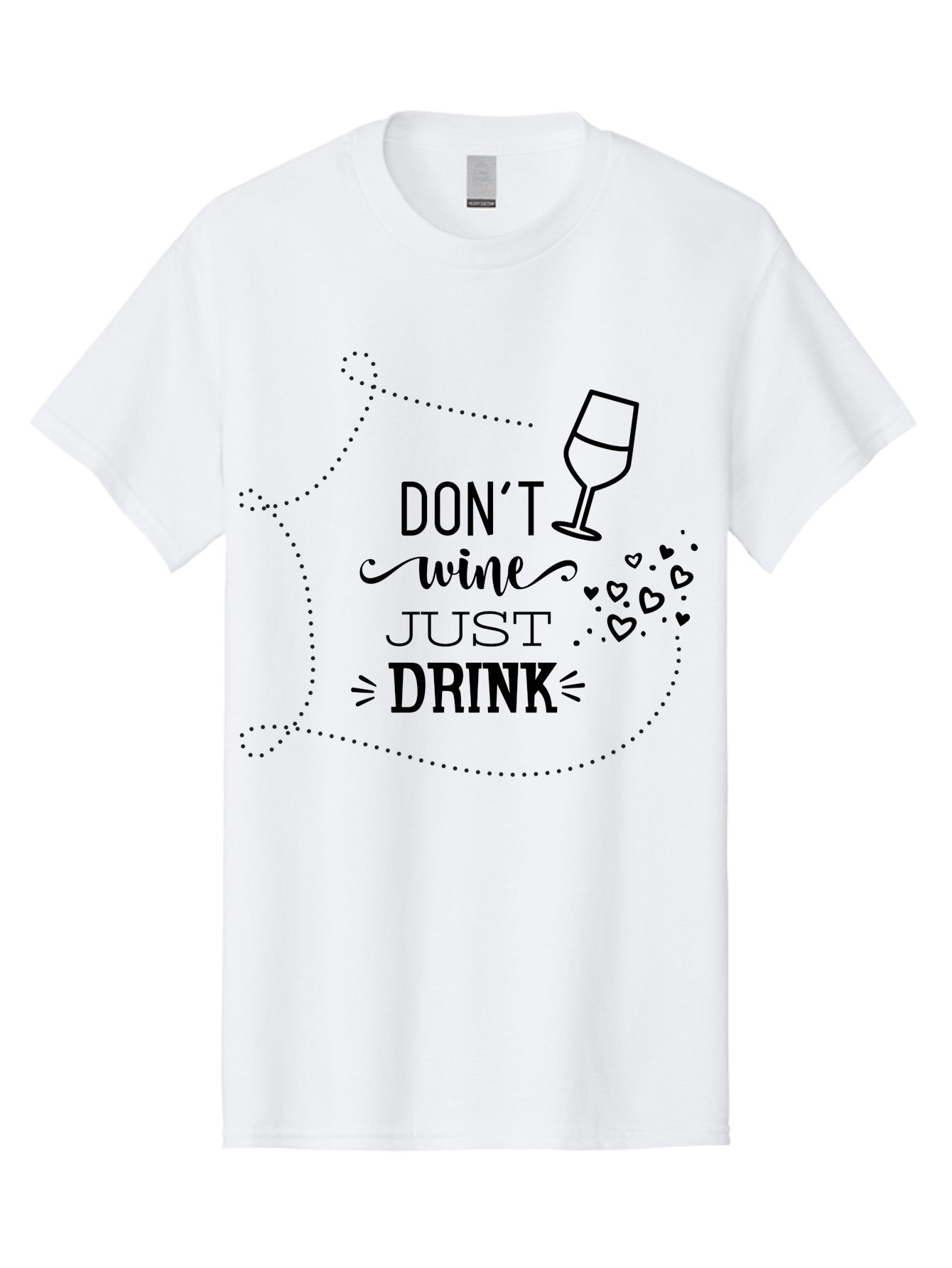 Don-T-Wine-Just-Drink Men'S Graphic Tee, 100% Cotton, Comfortable Casual Summer Wear, Machine Washable, Wine Pun, Funny Quote, Wine Lover, Wine Glass, Hearts, Playful Design, Typography Art, Wine Drinking Aac659 13