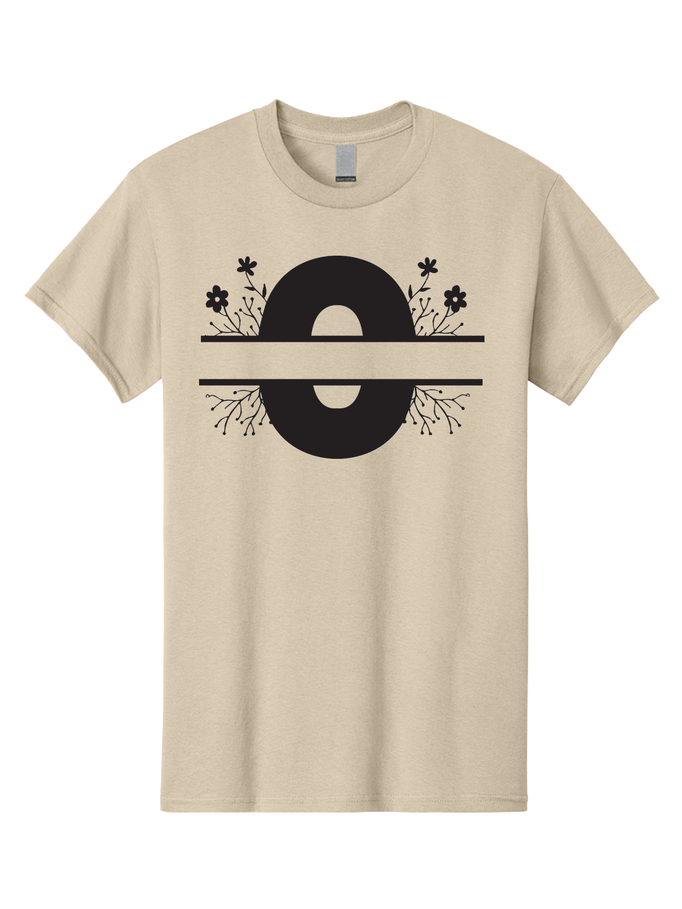 E-2 Men'S Graphic Tee, 100% Cotton, Comfortable Casual Summer Wear, Machine Washable, Black Letter E, Floral Design, Abstract Art, Minimalist Style, Bold Typography, Artistic Expression, Elegance, Simplicity, Modern Aesthetic, Unique Design, Aac665 1