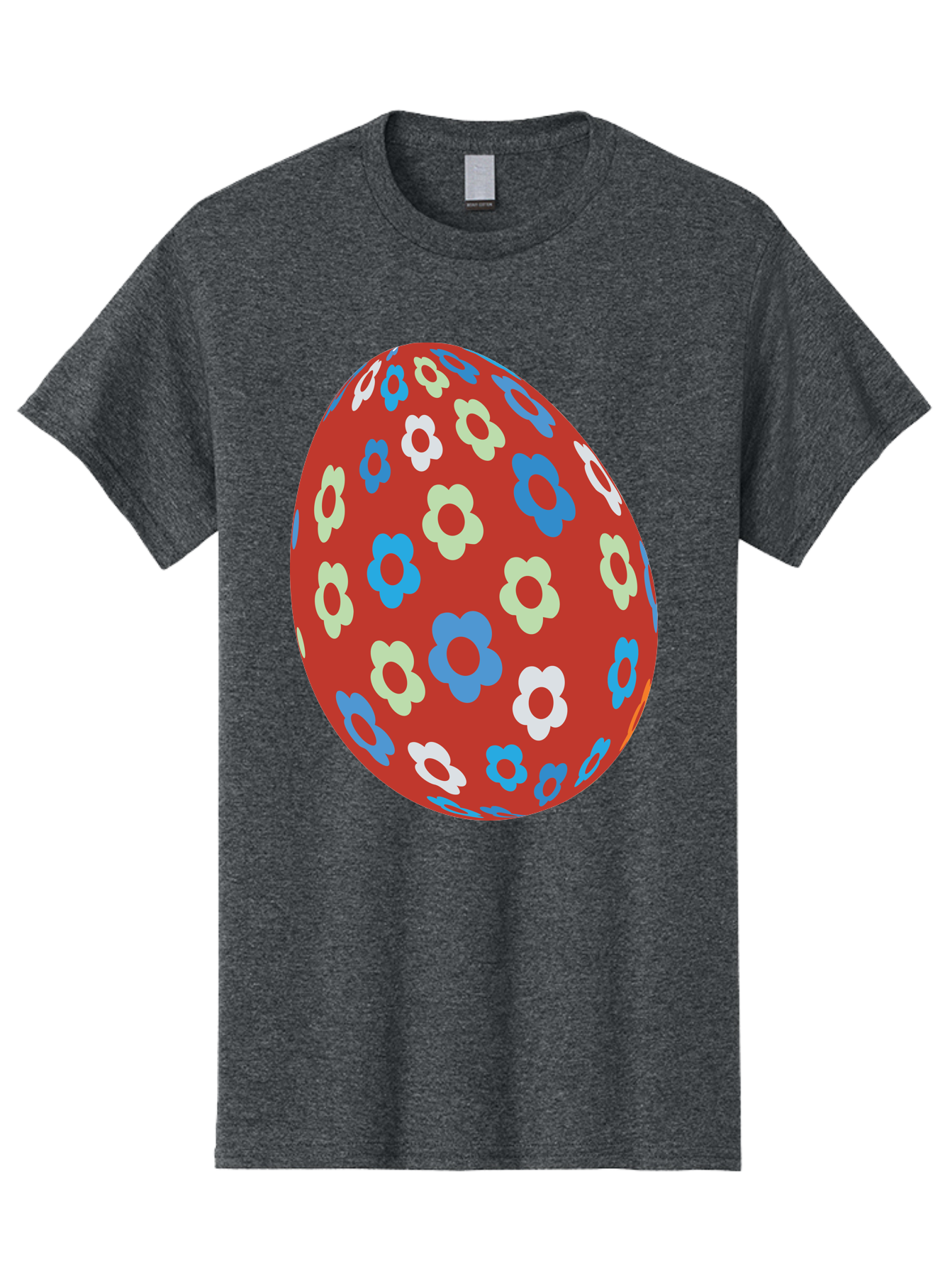 Easter-Egg-1 Men'S Graphic Tee, 100% Cotton, Comfortable Casual Summer Wear, Machine Washable, Easter Egg, Floral Pattern, Colorful Flowers, Red Egg, Blue Flowers, White Flowers, Green Flowers, Festive Design, Spring Theme, Decorated Egg, Aac671 27