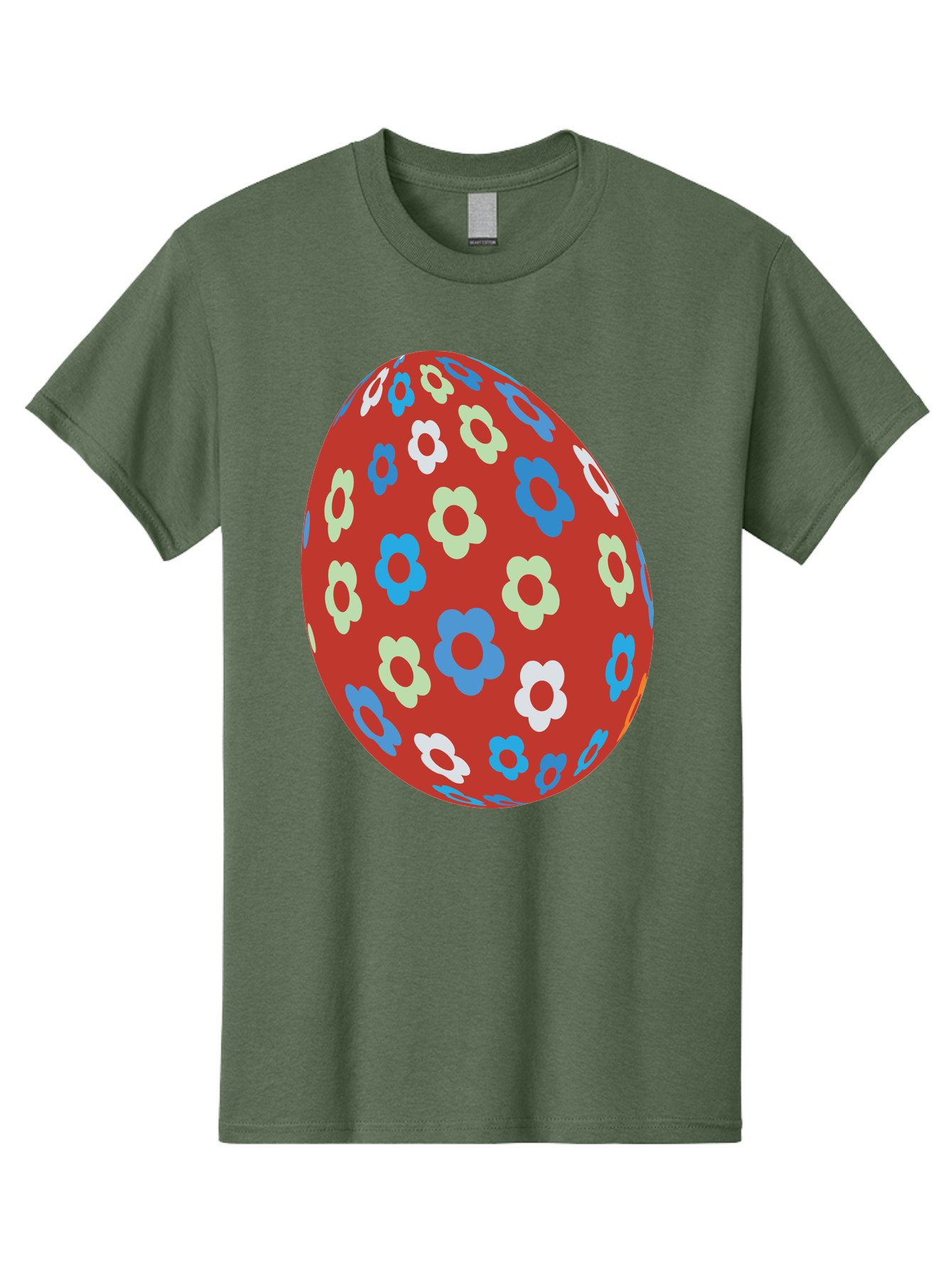 Easter-Egg-1 Men'S Graphic Tee, 100% Cotton, Comfortable Casual Summer Wear, Machine Washable, Easter Egg, Floral Pattern, Colorful Flowers, Red Egg, Blue Flowers, White Flowers, Green Flowers, Festive Design, Spring Theme, Decorated Egg, Aac671 25