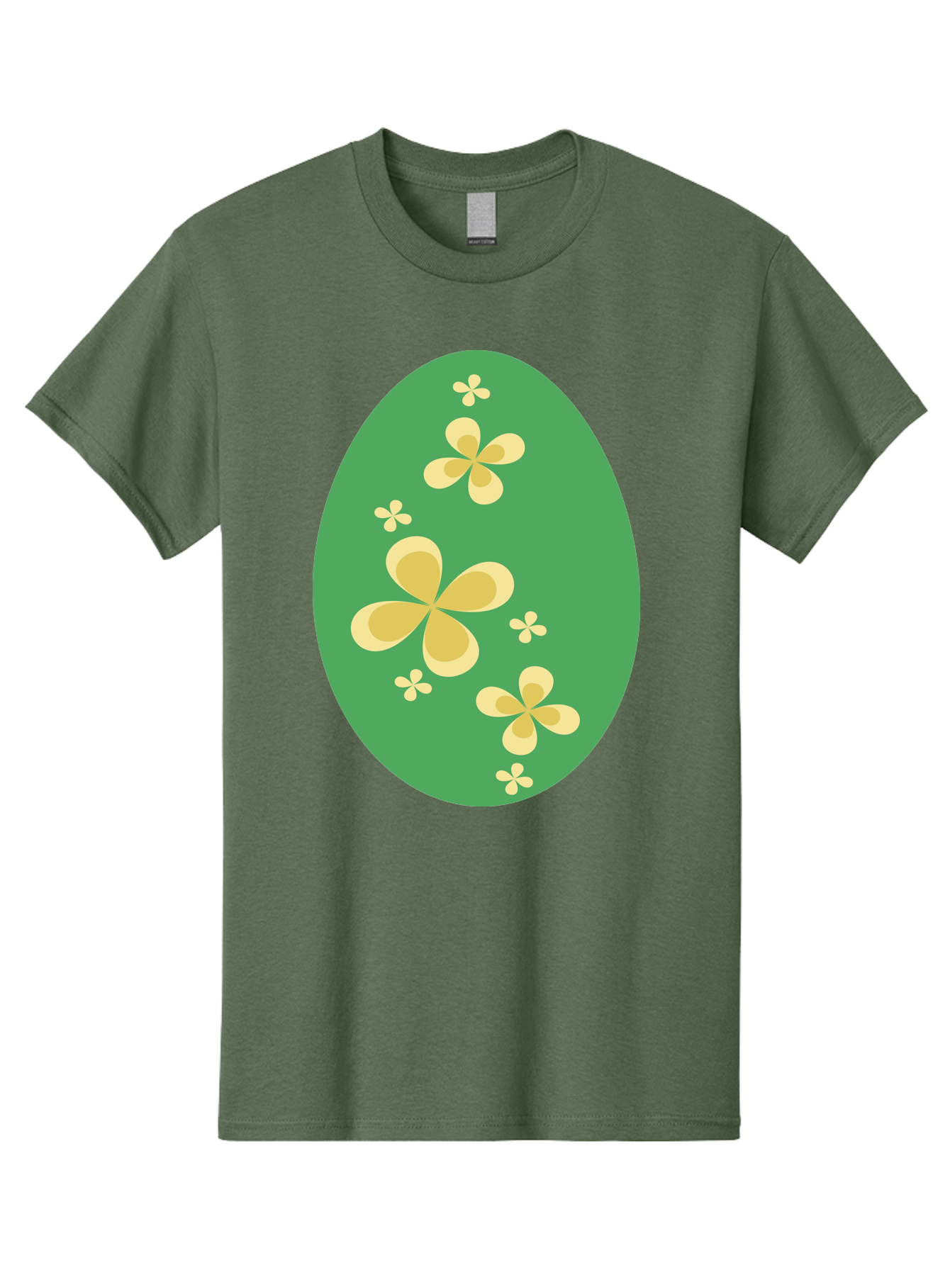 Easter-Egg-2 Men'S Graphic Tee, 100% Cotton, Comfortable Casual Summer Wear, Machine Washable, Easter Egg, Floral Pattern, Yellow Flowers, Oval Shape, Decorative Design, Spring Theme, Easter Decoration, Floral Motif, Pastel Colors Aac672 25