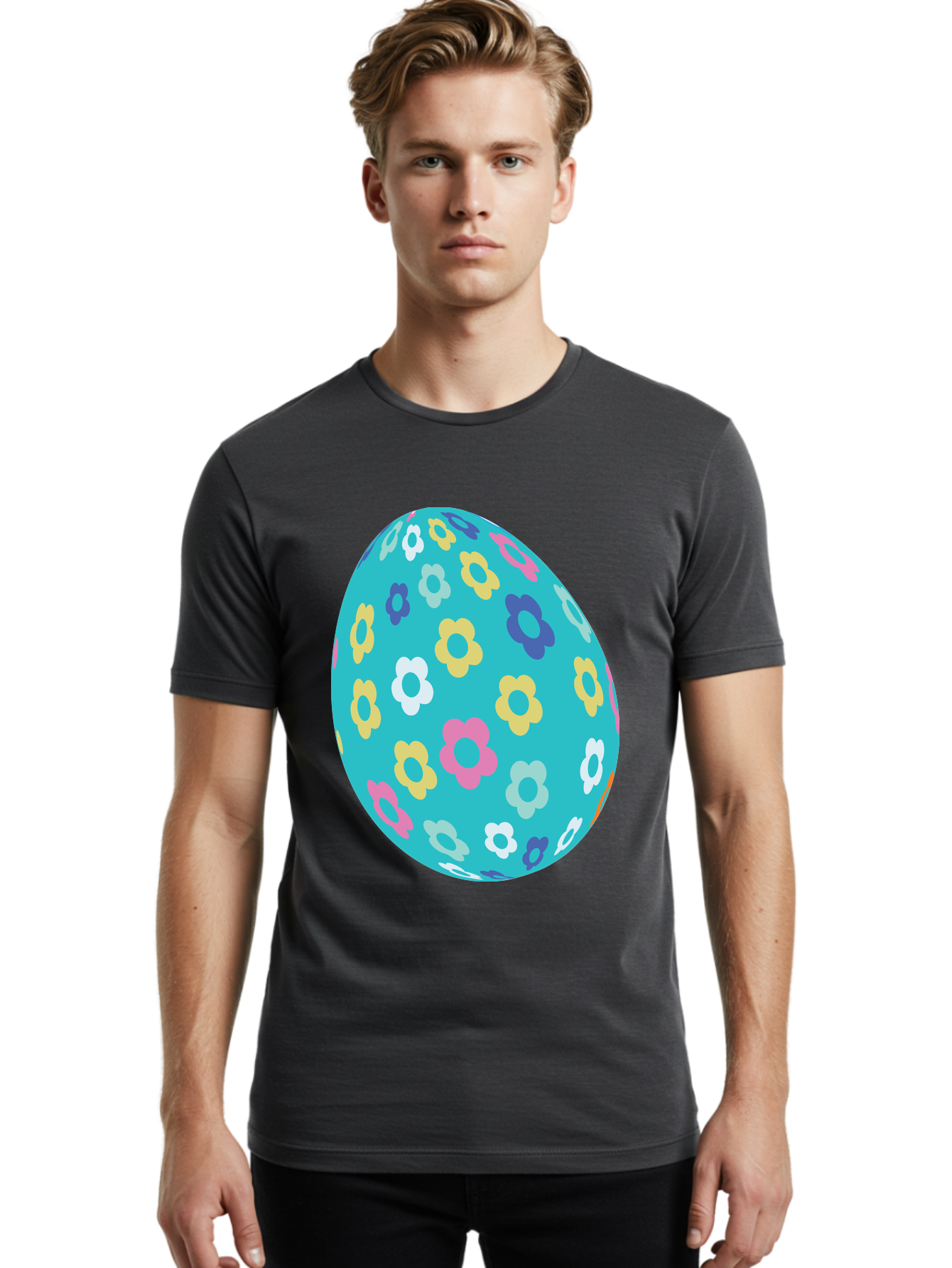 Easter-Egg-Flowers Men'S Graphic Tee, 100% Cotton, Comfortable Casual Summer Wear, Machine Washable, Easter Egg Decoration, Floral Pattern, Colorful Flowers, Pastel Colors, Spring Theme, Easter Celebration, Festive Design, Decorative Egg, Aac675 29
