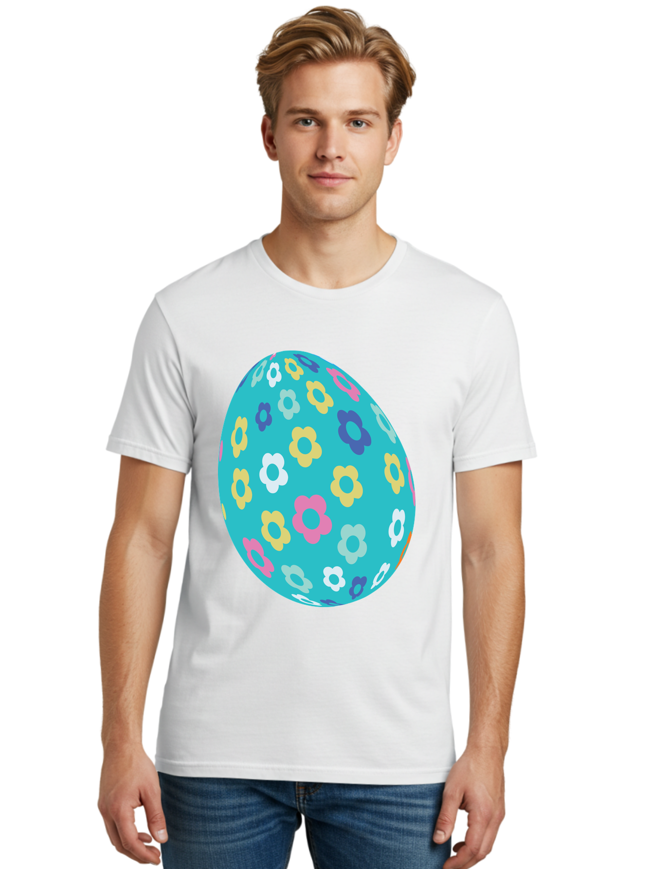 Easter-Egg-Flowers Men'S Graphic Tee, 100% Cotton, Comfortable Casual Summer Wear, Machine Washable, Easter Egg Decoration, Floral Pattern, Colorful Flowers, Pastel Colors, Spring Theme, Easter Celebration, Festive Design, Decorative Egg, Aac675 7