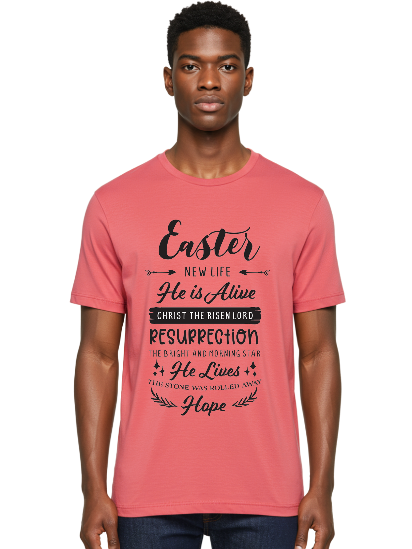 Easter Men'S Graphic Tee, 100% Cotton, Comfortable Casual Summer Wear, Machine Washable, Easter Message, He Is Alive, Christ The Risen Lord, Resurrection, New Life, Hope, Christian Faith, Biblical Scripture, Inspirational Quote, Aac678 20