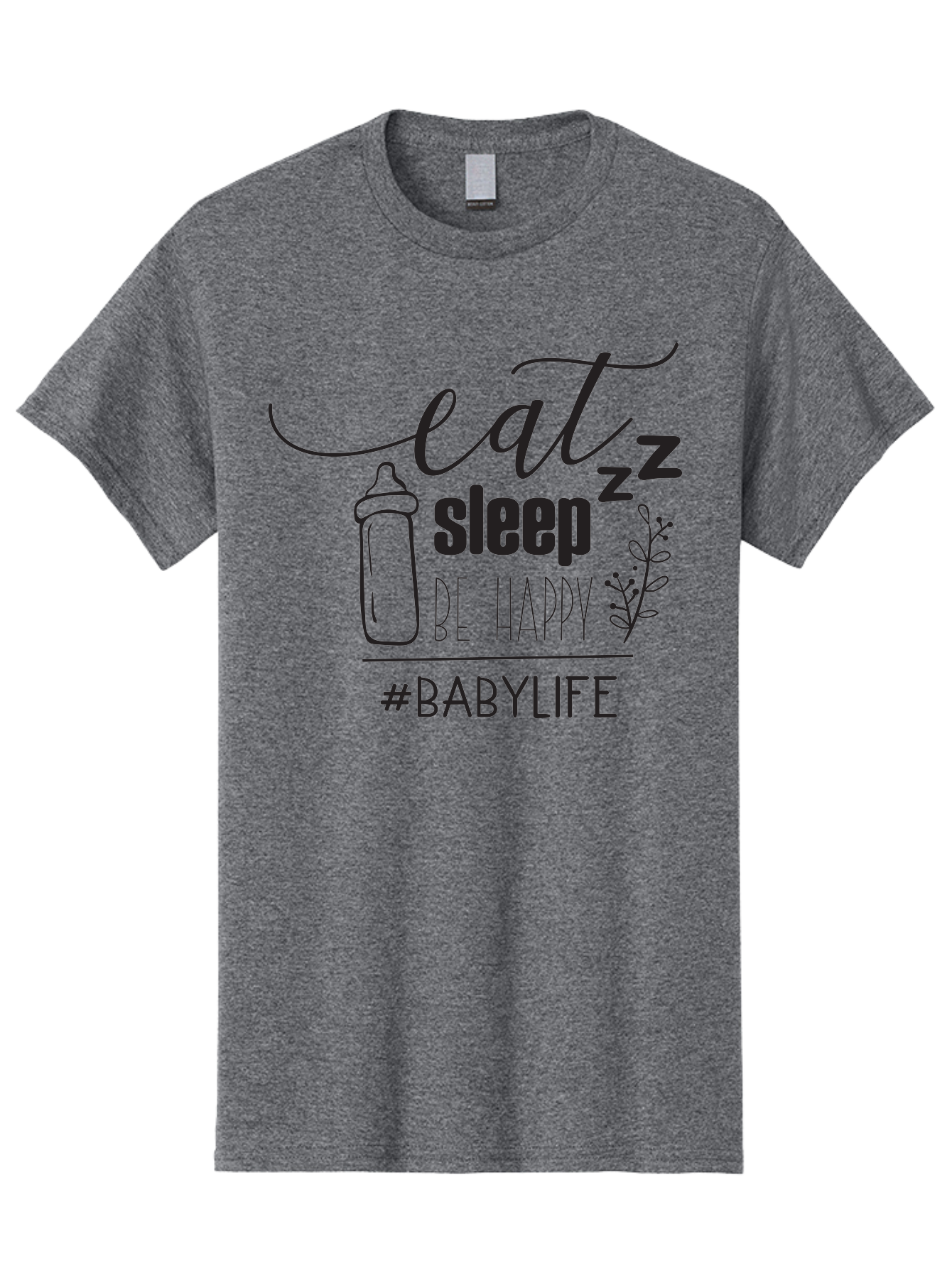 Eat-Sleep-Be-Happy Men'S Graphic Tee, 100% Cotton, Comfortable Casual Summer Wear, Machine Washable, Baby Bottle, Eat Sleep Be Happy, Baby Life, Newborn Care, Parenting Tips, Baby Essentials, Hashtag Babylife, Simple Design, Minimalist Style Aac681 25