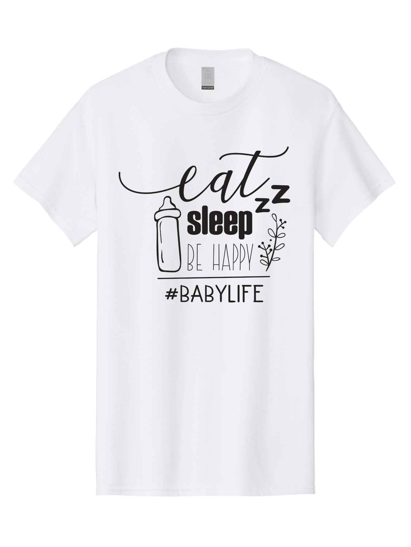 Eat-Sleep-Be-Happy Men'S Graphic Tee, 100% Cotton, Comfortable Casual Summer Wear, Machine Washable, Baby Bottle, Eat Sleep Be Happy, Baby Life, Newborn Care, Parenting Tips, Baby Essentials, Hashtag Babylife, Simple Design, Minimalist Style Aac681 17