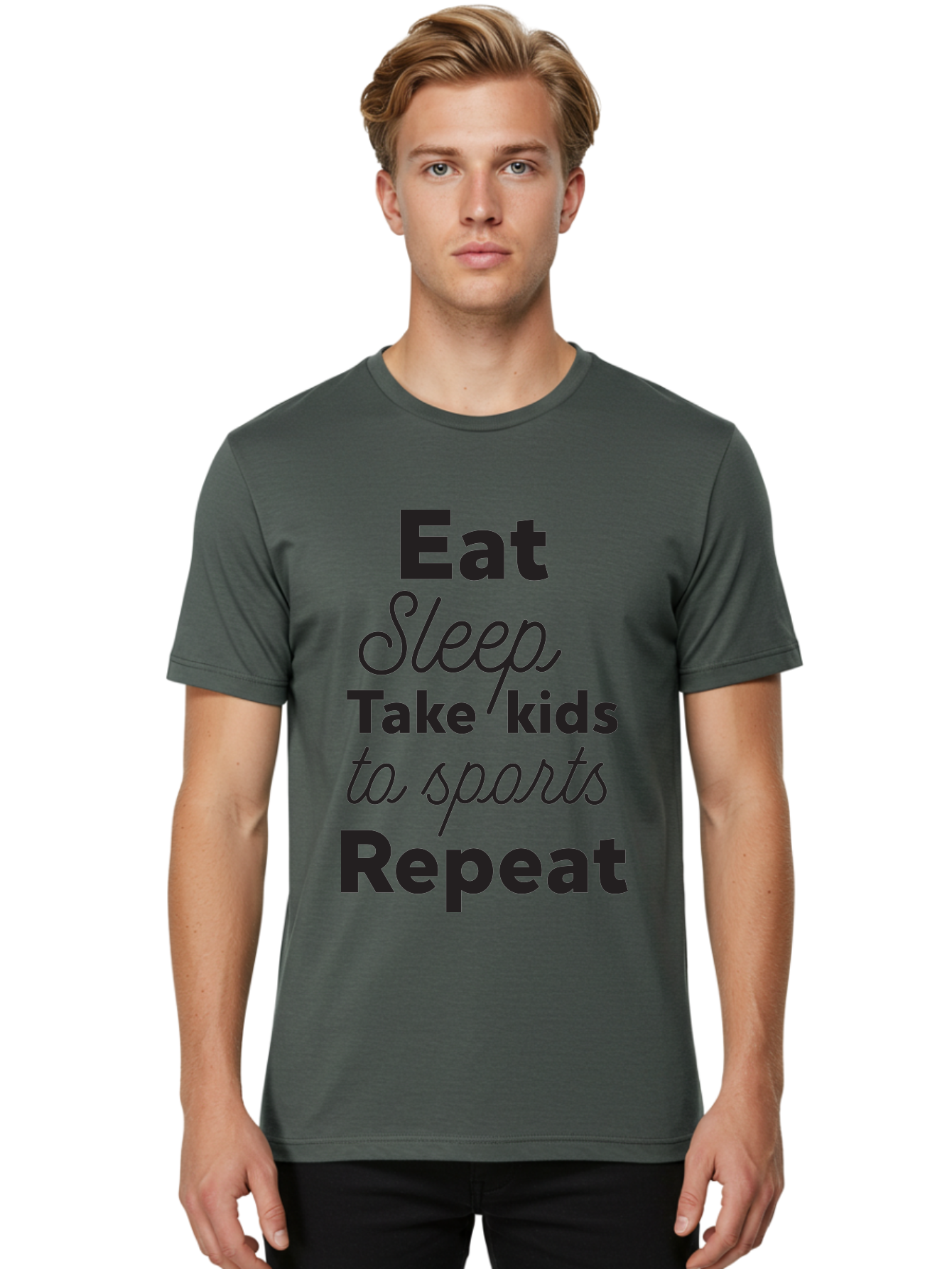 Eat-Sleep-Take-Kids-To-Sports-Repeat Men'S Graphic Tee, 100% Cotton, Comfortable Casual Summer Wear, Machine Washable, Busy Parents, Parenting Life, Family Activities, Kids Sports, Daily Routine, Parenting Humor, Eat Sleep Repeat Aac682 28