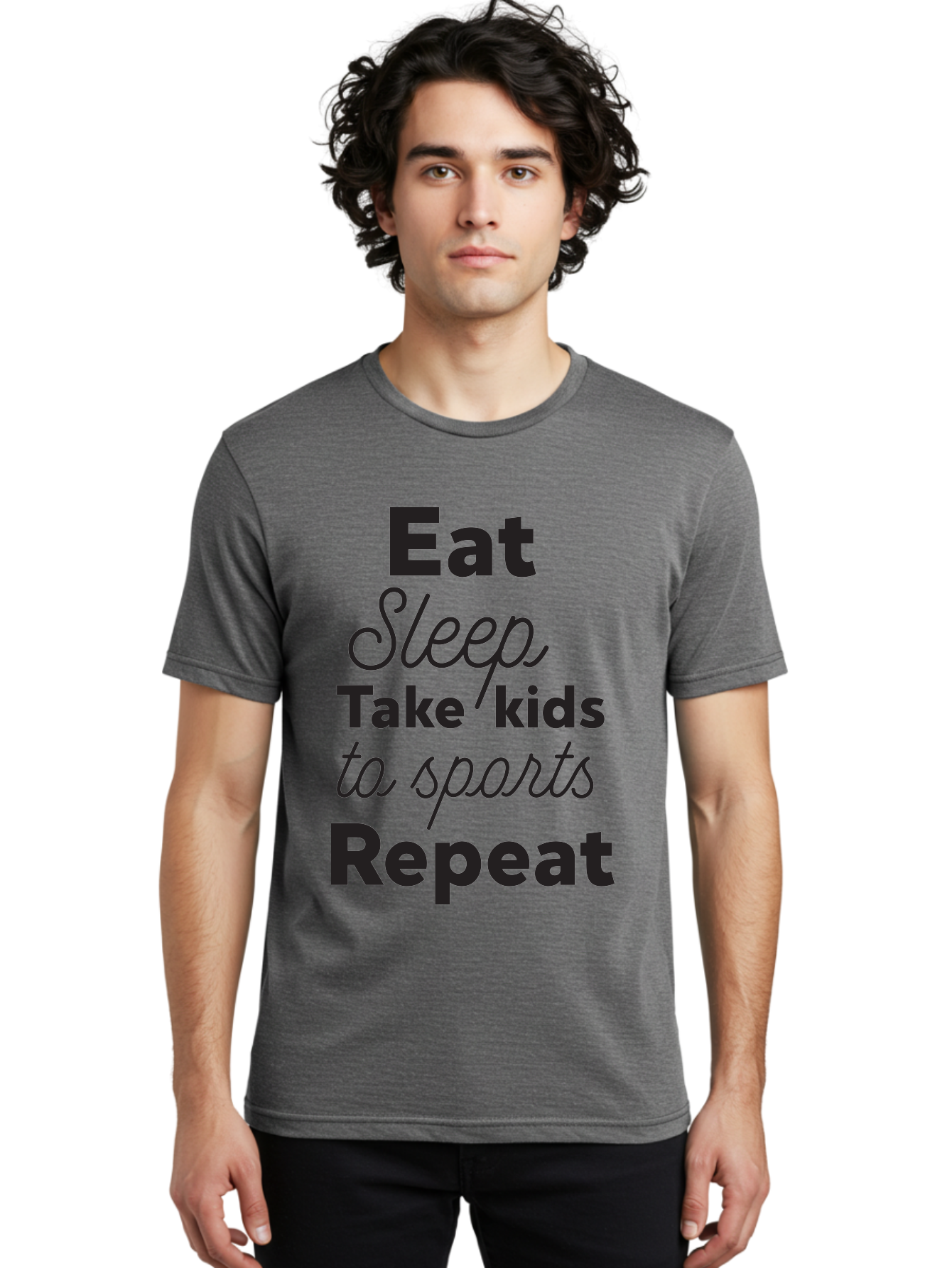 Eat-Sleep-Take-Kids-To-Sports-Repeat Men'S Graphic Tee, 100% Cotton, Comfortable Casual Summer Wear, Machine Washable, Busy Parents, Parenting Life, Family Activities, Kids Sports, Daily Routine, Parenting Humor, Eat Sleep Repeat Aac682 30