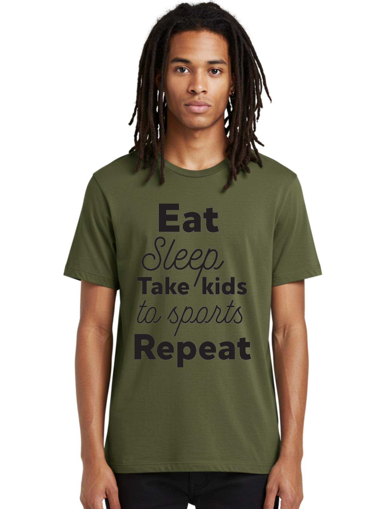 Eat-Sleep-Take-Kids-To-Sports-Repeat Men'S Graphic Tee, 100% Cotton, Comfortable Casual Summer Wear, Machine Washable, Busy Parents, Parenting Life, Family Activities, Kids Sports, Daily Routine, Parenting Humor, Eat Sleep Repeat Aac682 16