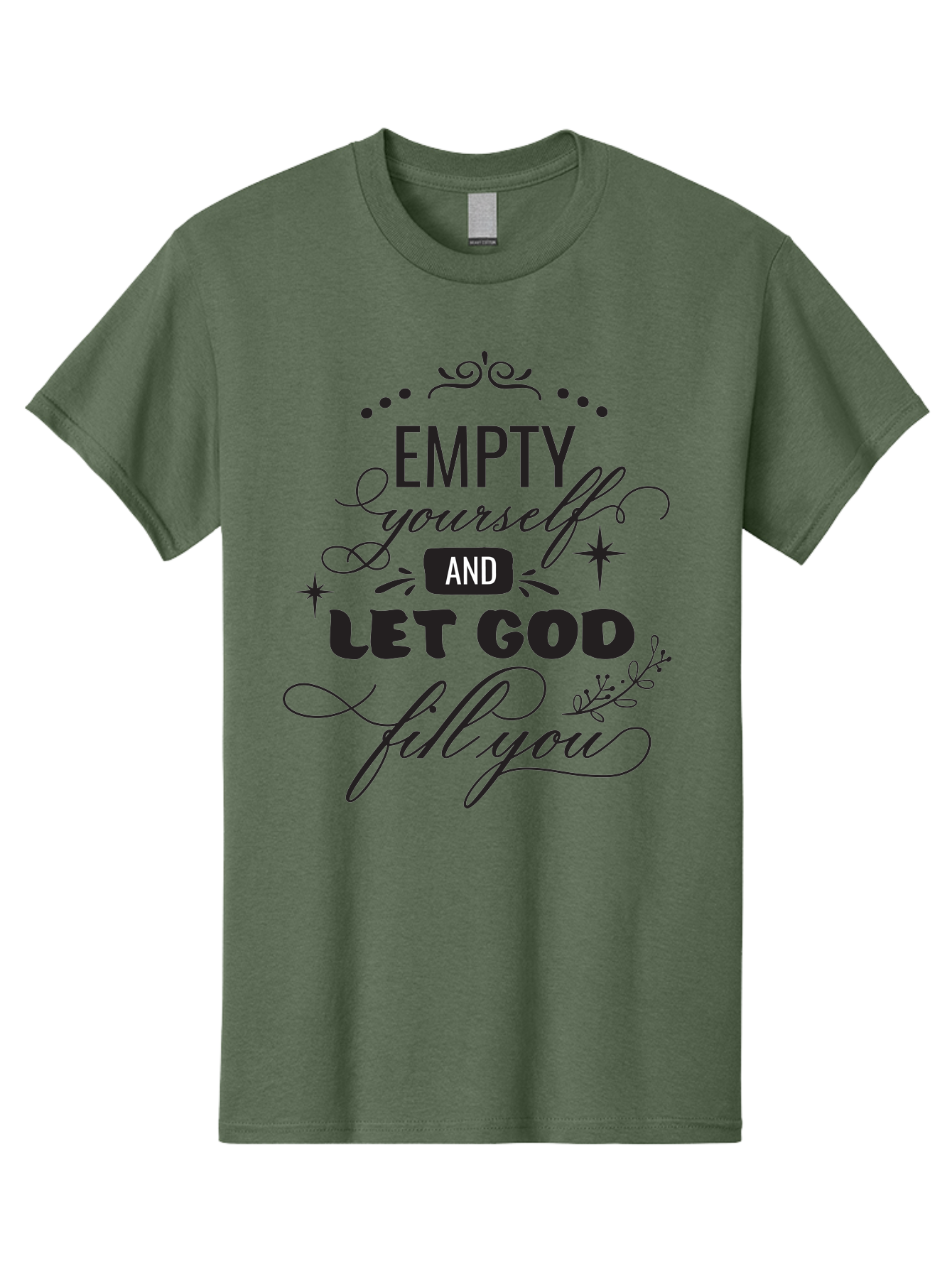 Empty-Yourself-And-Let-God-Fill-You Men'S Graphic Tee, 100% Cotton, Comfortable Casual Summer Wear, Machine Washable, Inspirational Quote, Motivational Words, Spiritual Guidance, Faith-Based Message, Positive Affirmation, Inner Peace, Aac686 23