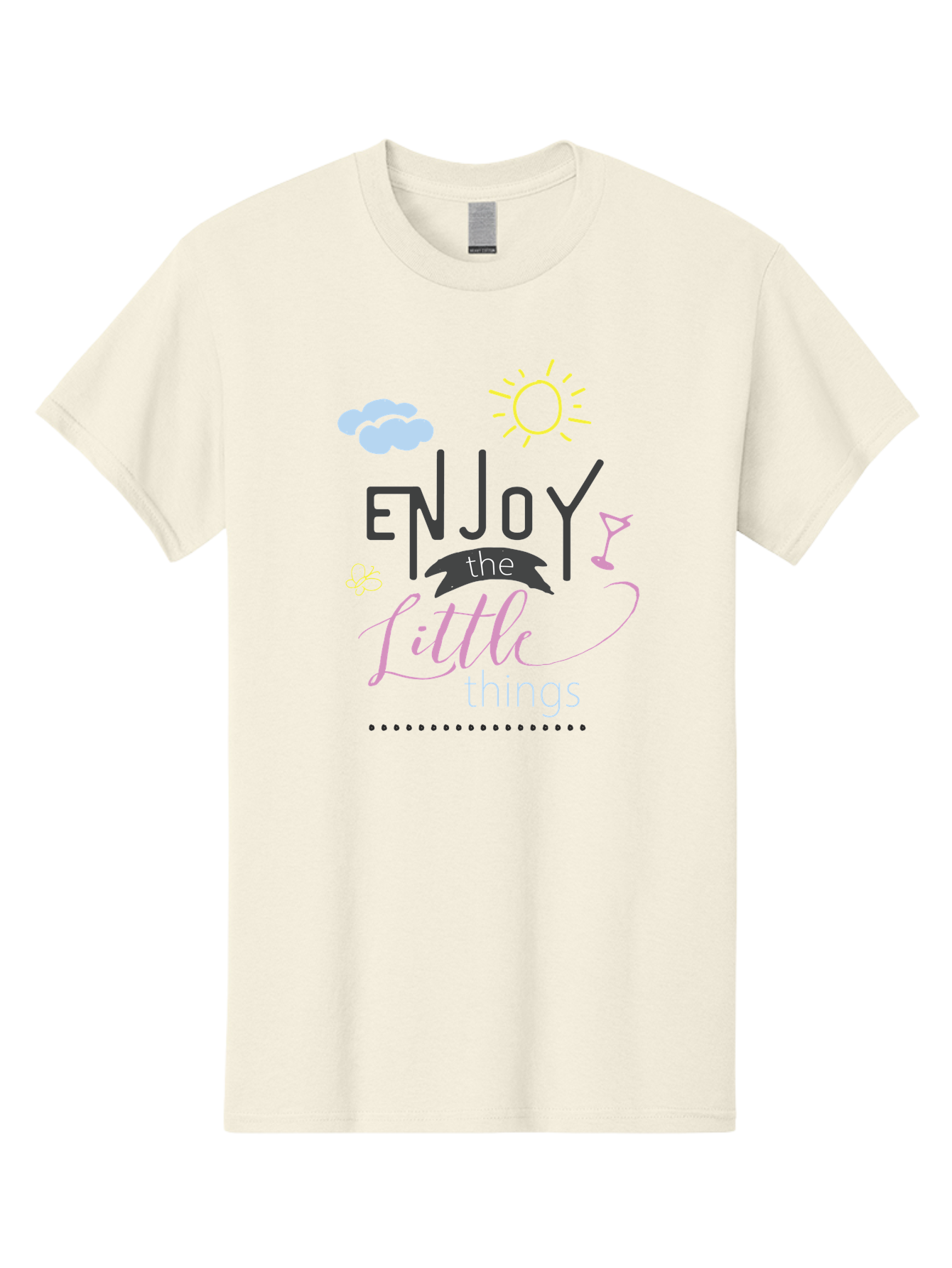 Enjoy-The-Little-Things Men'S Graphic Tee, 100% Cotton, Comfortable Casual Summer Wear, Machine Washable, Inspirational Quote, Motivational Phrase, Enjoy The Little Things, Positive Vibes, Happy Feelings, Sunshine, Cocktail, Relaxation, Aac687 27