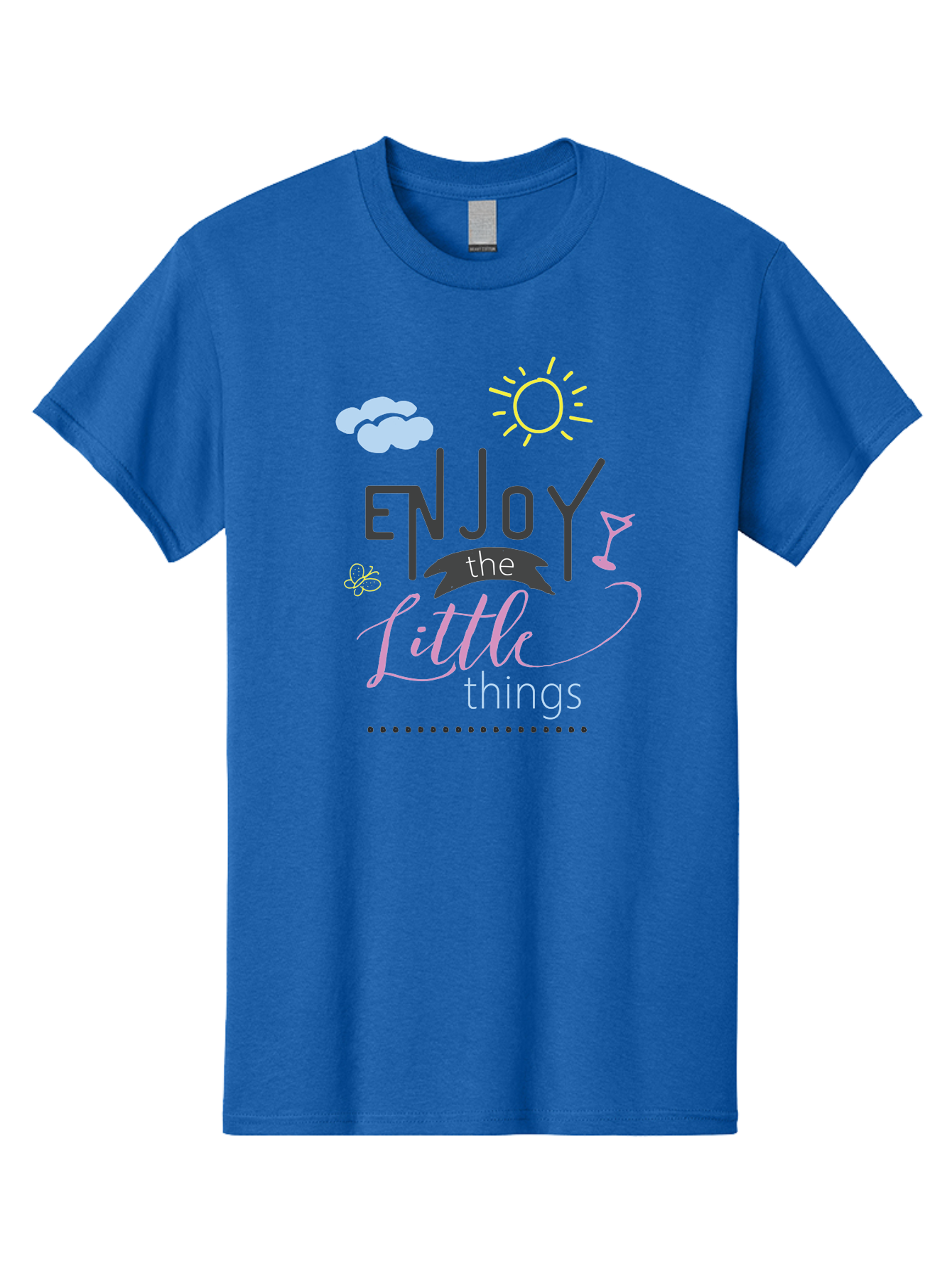 Enjoy-The-Little-Things Men'S Graphic Tee, 100% Cotton, Comfortable Casual Summer Wear, Machine Washable, Inspirational Quote, Motivational Phrase, Enjoy The Little Things, Positive Vibes, Happy Feelings, Sunshine, Cocktail, Relaxation, Aac687 21