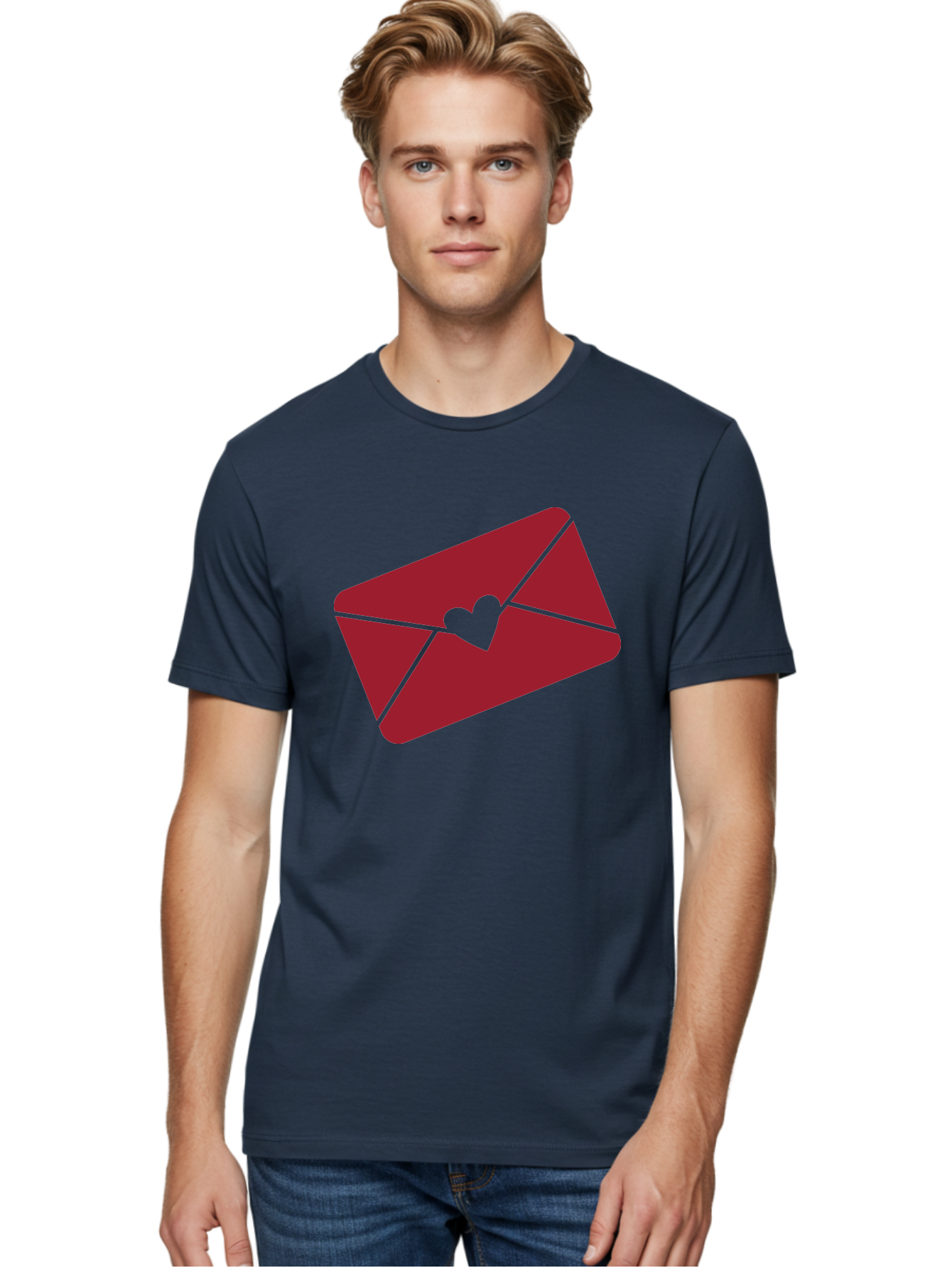 Envelope-With-Heart Men'S Graphic Tee, 100% Cotton, Comfortable Casual Summer Wear, Machine Washable, Love Letter, Romantic Gesture, Valentines Day Card, Heart Symbol, Sealed Envelope, Affectionate Message, Digital Illustration, Aac689 8