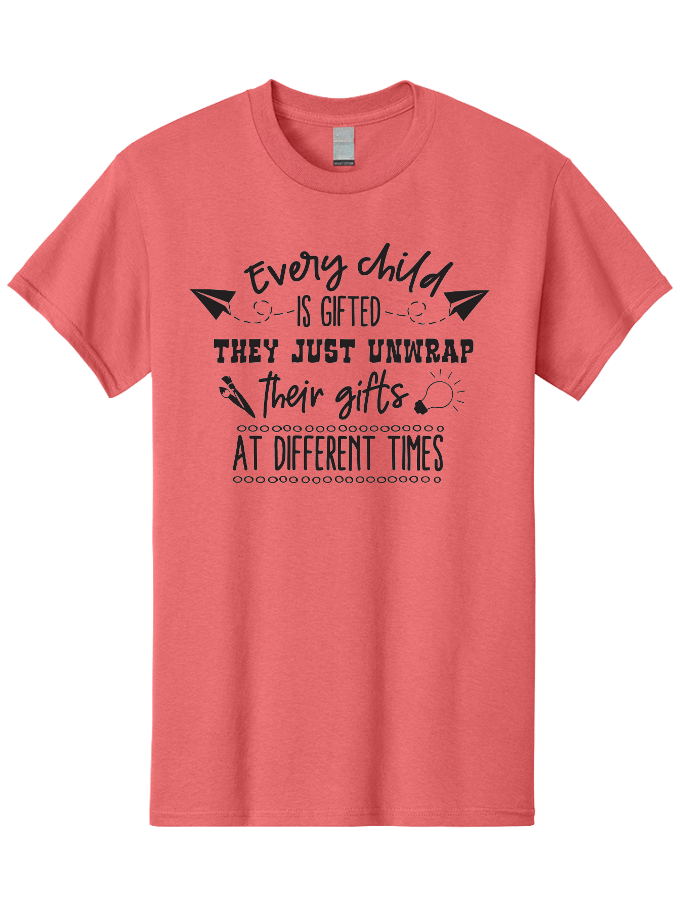 Every-Child-Is-Gifted Men'S Graphic Tee, 100% Cotton, Comfortable Casual Summer Wear, Machine Washable, Inspirational Quote, Motivational Message, Every Child Is Gifted, Different Learning Styles, Unique Abilities, Creativity, Individuality, Aac690 11