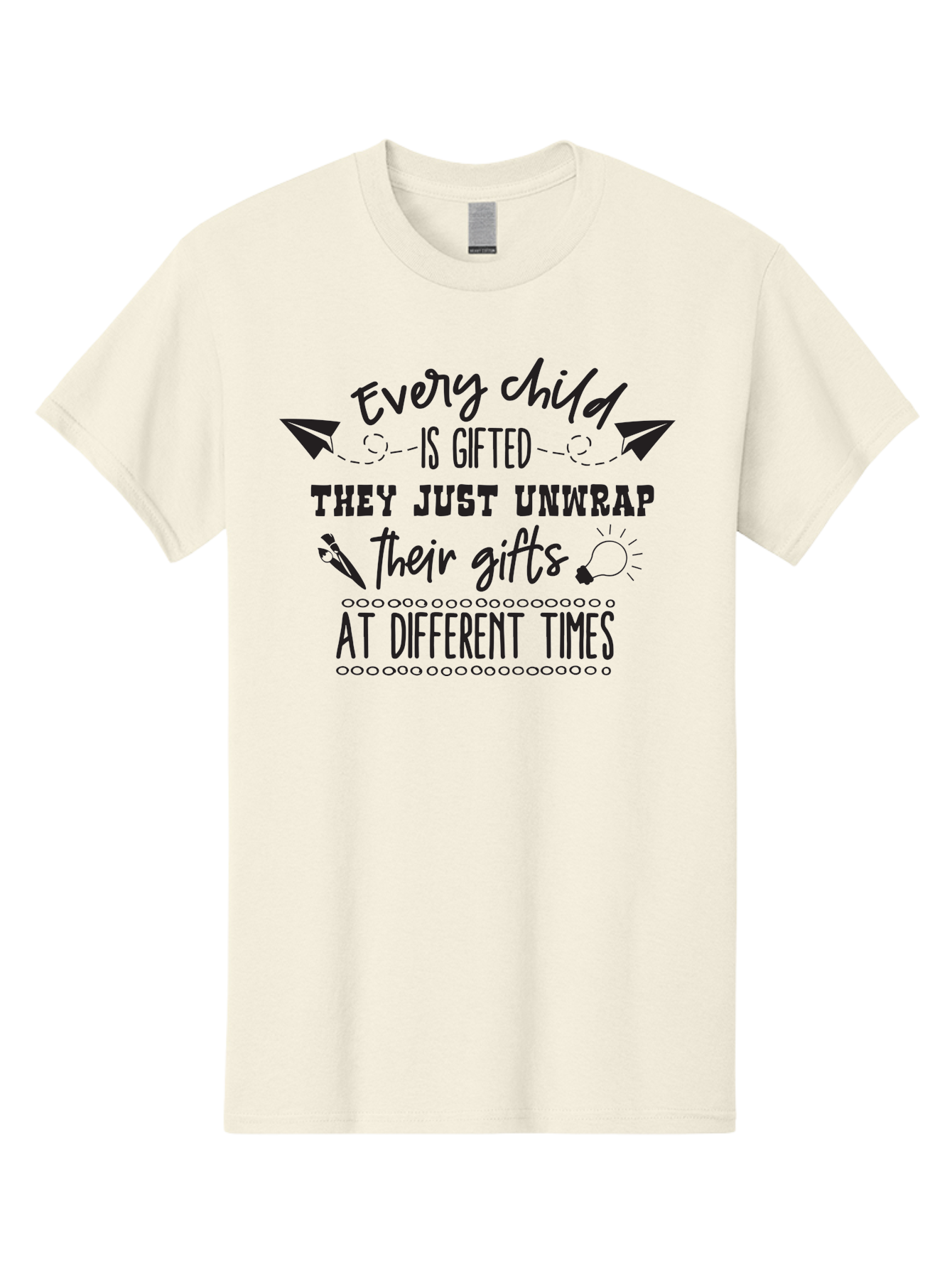 Every-Child-Is-Gifted Men'S Graphic Tee, 100% Cotton, Comfortable Casual Summer Wear, Machine Washable, Inspirational Quote, Motivational Message, Every Child Is Gifted, Different Learning Styles, Unique Abilities, Creativity, Individuality, Aac690 7