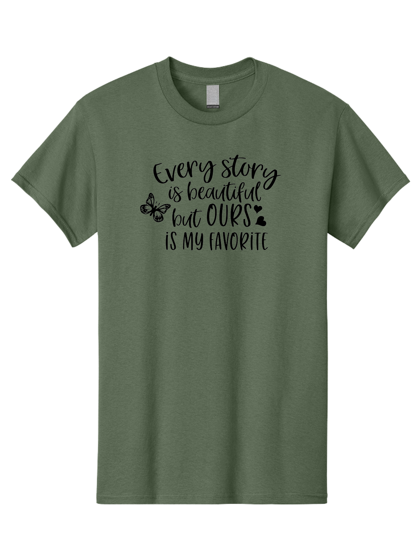 Every-Story-Is-Beautiful-But-Ours-Is-My-Favorite Men'S Graphic Tee, 100% Cotton, Comfortable Casual Summer Wear, Machine Washable, Love Quote, Romantic Phrase, Couple Goals, Relationship Inspiration, Black Lettering, Butterfly Symbol, Aac691 21