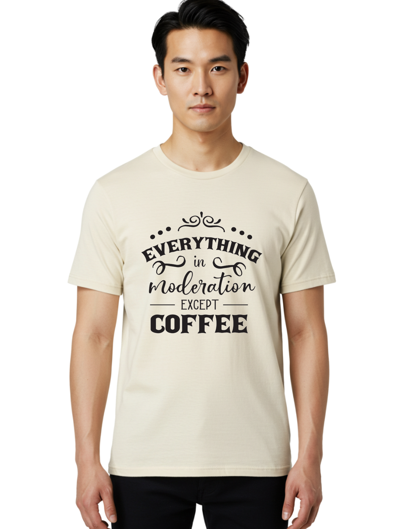 Everything-In-Moderation-Except-Coffee Men'S Graphic Tee, 100% Cotton, Comfortable Casual Summer Wear, Machine Washable, Coffee Quote, Motivational Quote, Inspirational Quote, Funny Quote, Coffee Lover, Coffee Humor, Coffee Culture, Aac694 14